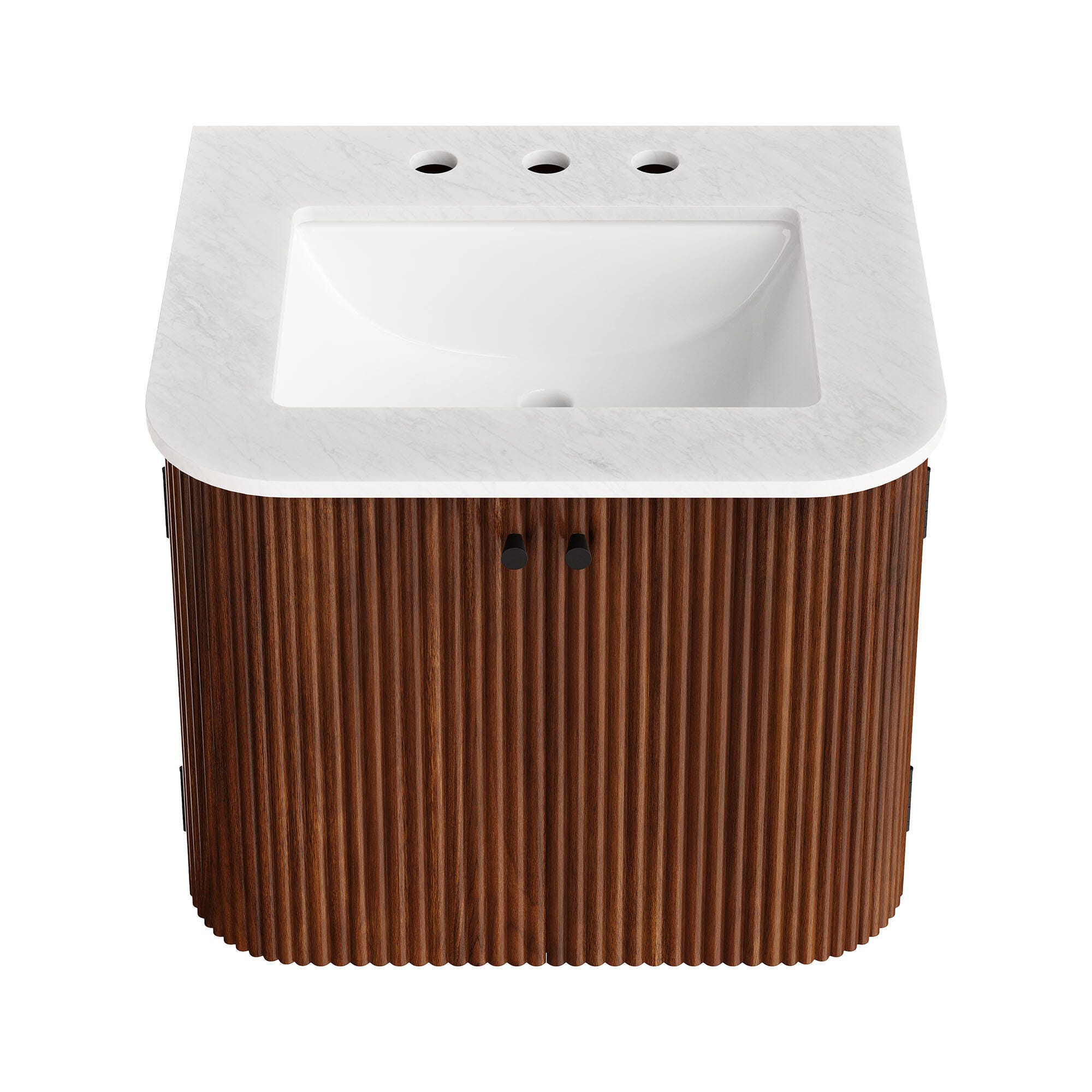 Modway Zia 24" Wall-Mount Bathroom Vanity Set, Walnut, large