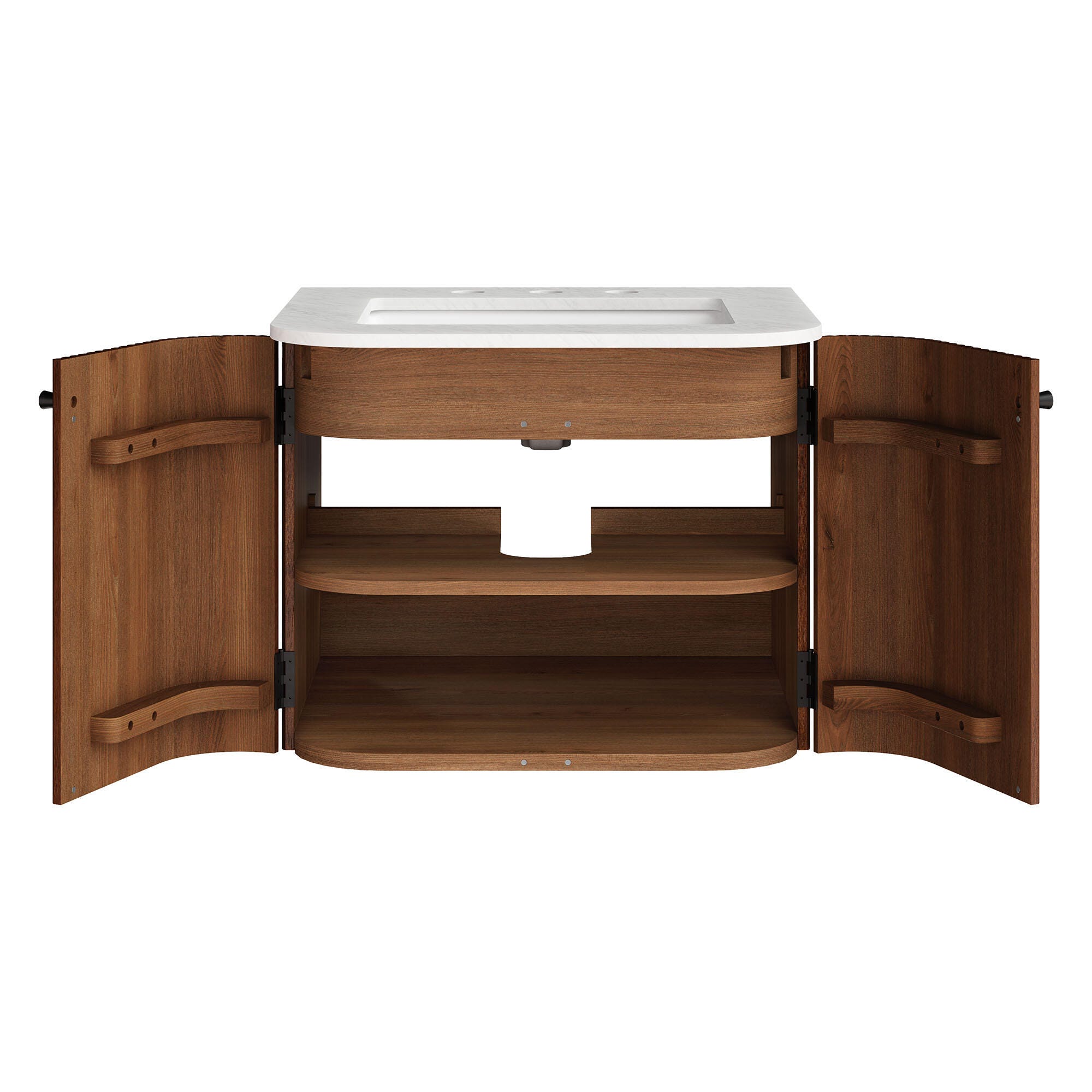 Modway Zia 24" Wall-Mount Bathroom Vanity Set, Walnut, large