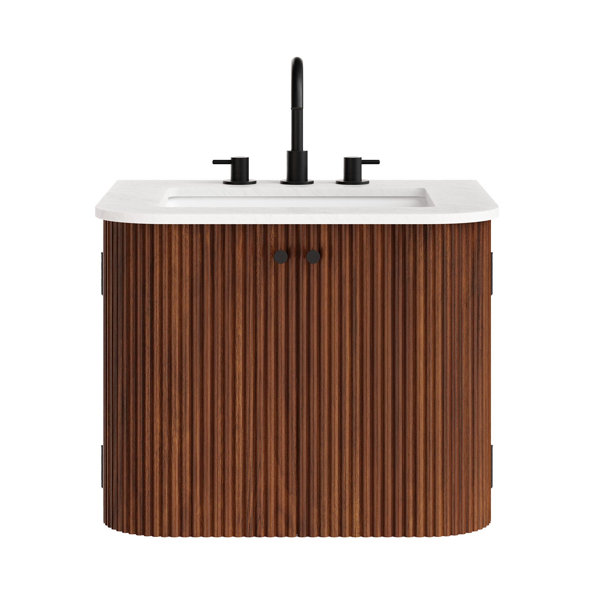 Modway Zia 24" Wall-Mount Bathroom Vanity Set, Walnut, large