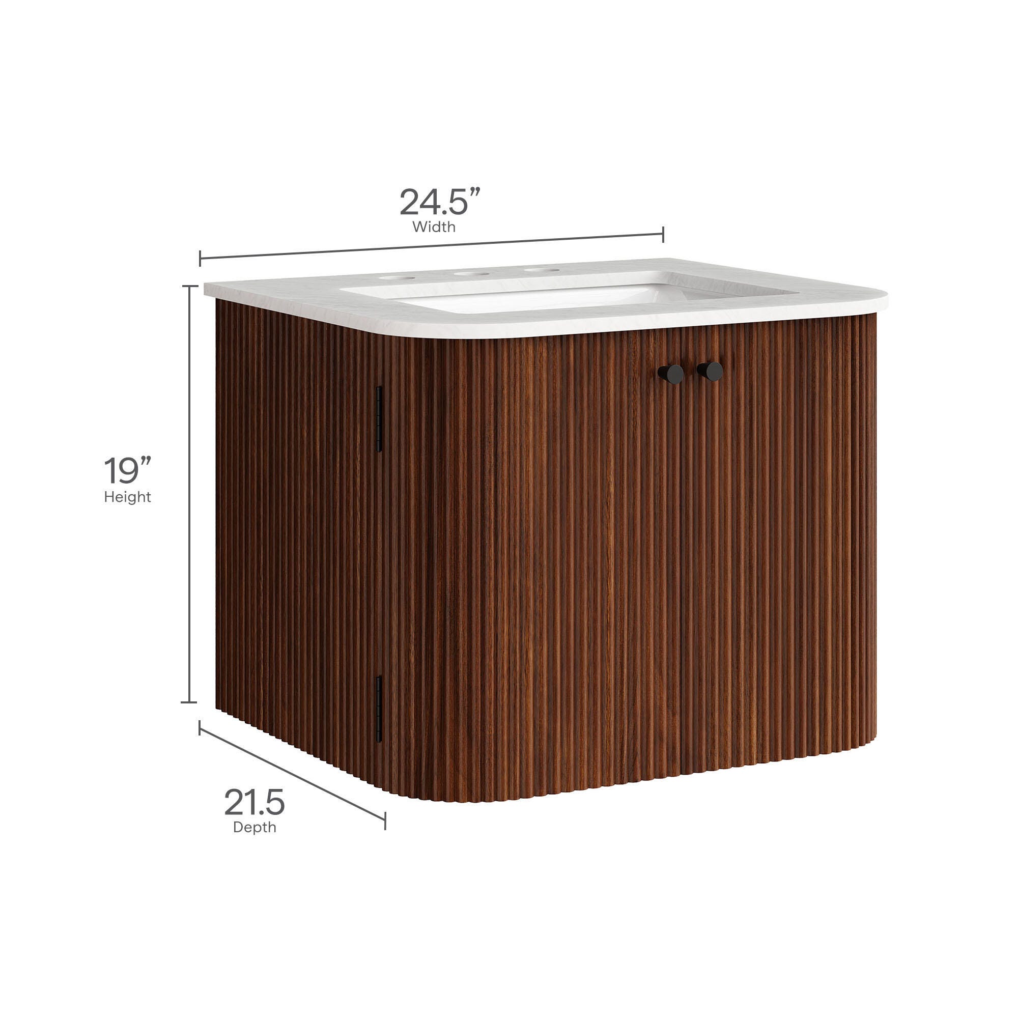 Modway Zia 24" Wall-Mount Bathroom Vanity Set, Walnut, large