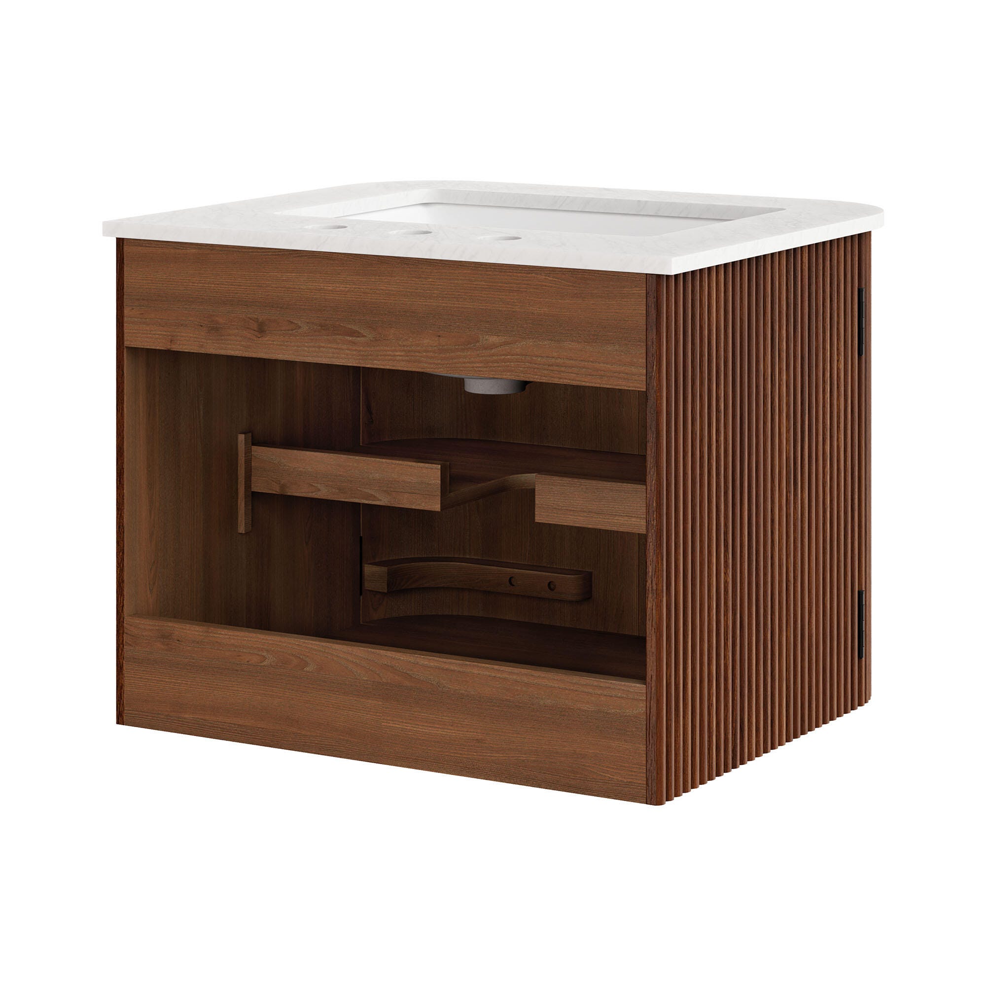 Modway Zia 24" Wall-Mount Bathroom Vanity Set, Walnut, large