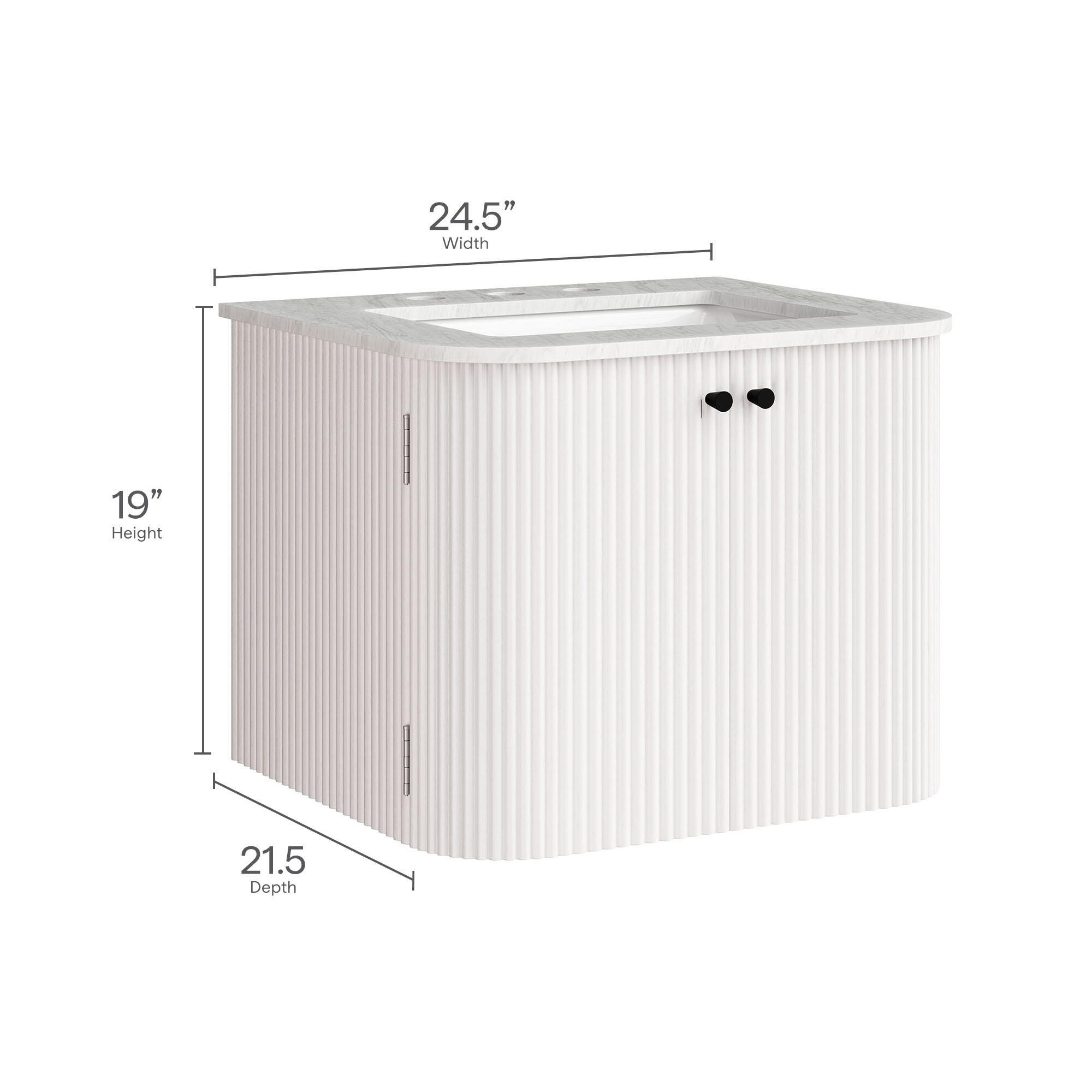 Modway Zia 24" Wall-Mount Bathroom Vanity Set, Ivory, large