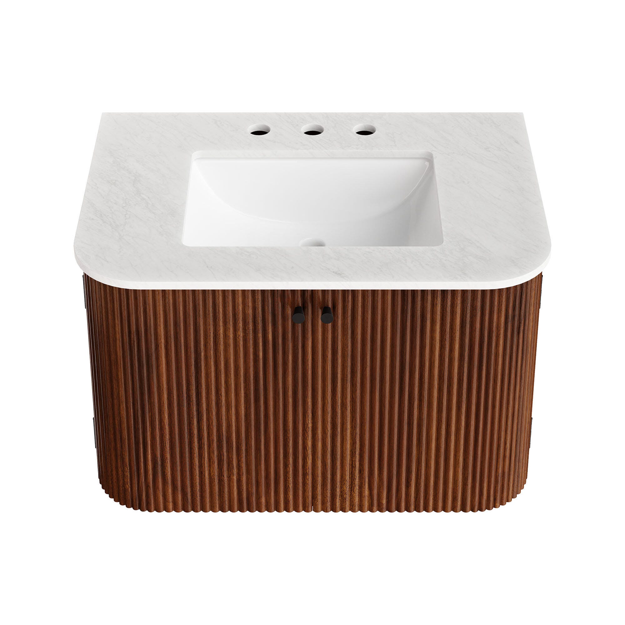 Modway Zia 30" Wall-Mount  Bathroom Vanity Set, Walnut, large