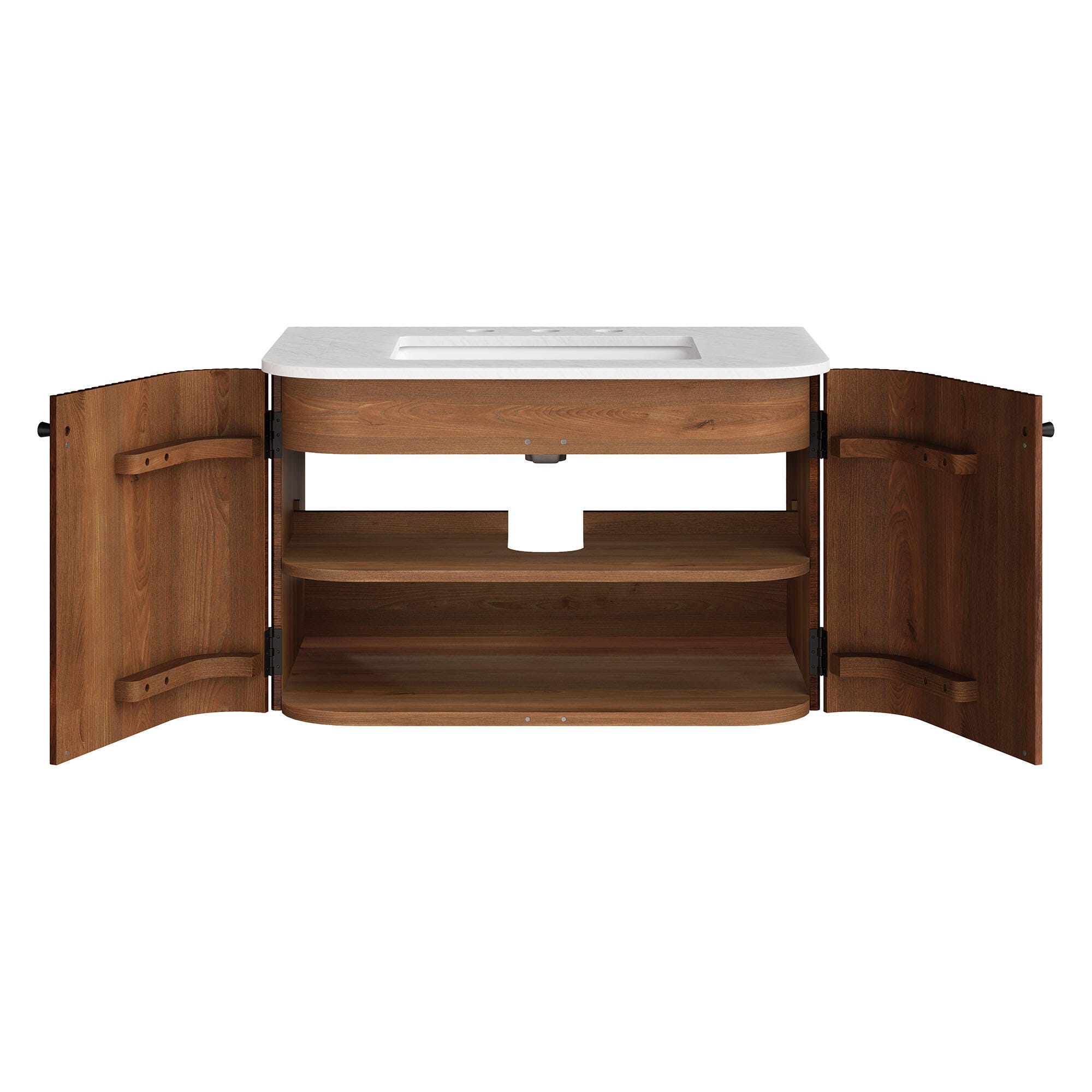 Modway Zia 30" Wall-Mount  Bathroom Vanity Set, Walnut, large