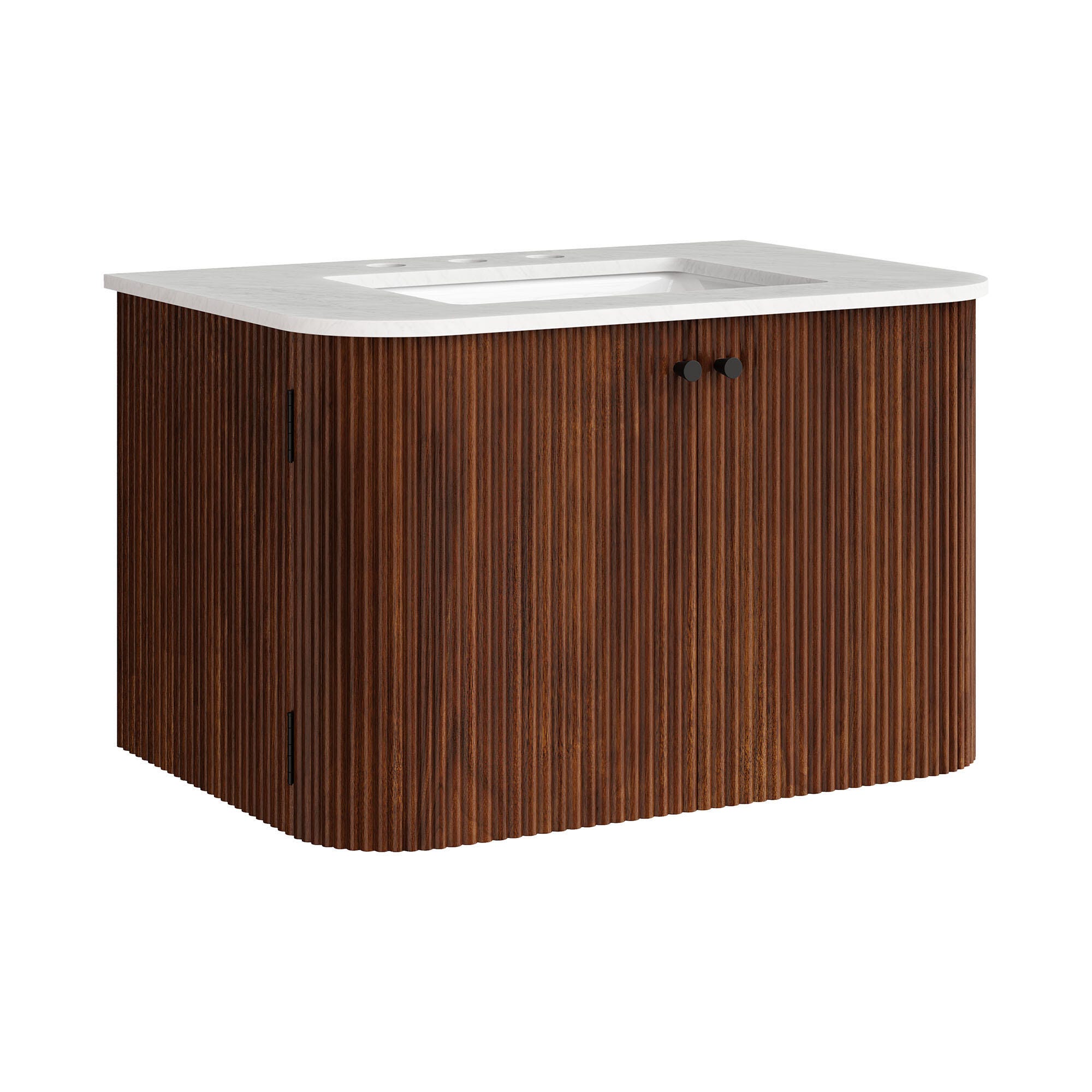 Modway Zia 30" Wall-Mount  Bathroom Vanity Set, Walnut, large