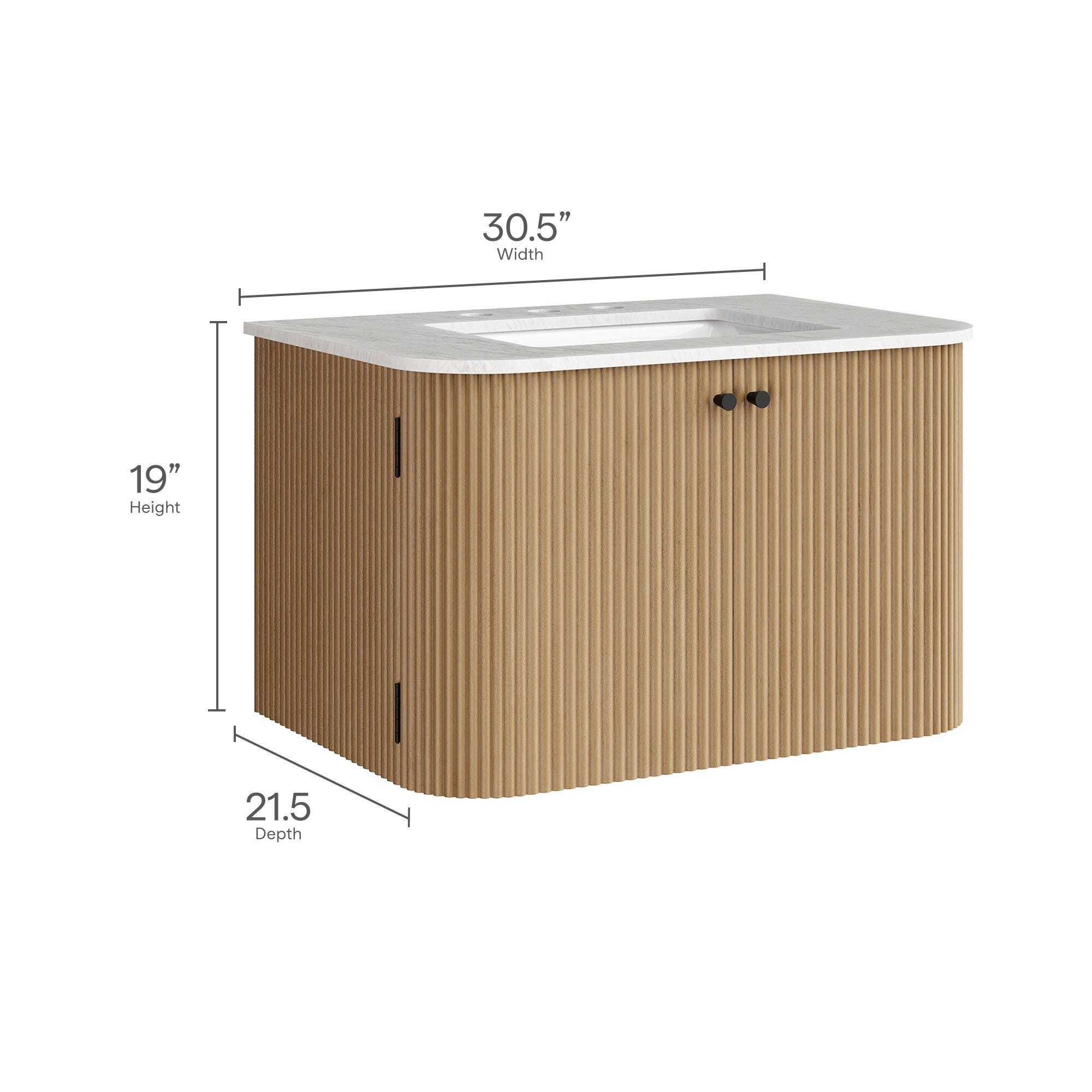 Modway Zia 30" Wall-Mount  Bathroom Vanity Set, Natural, large