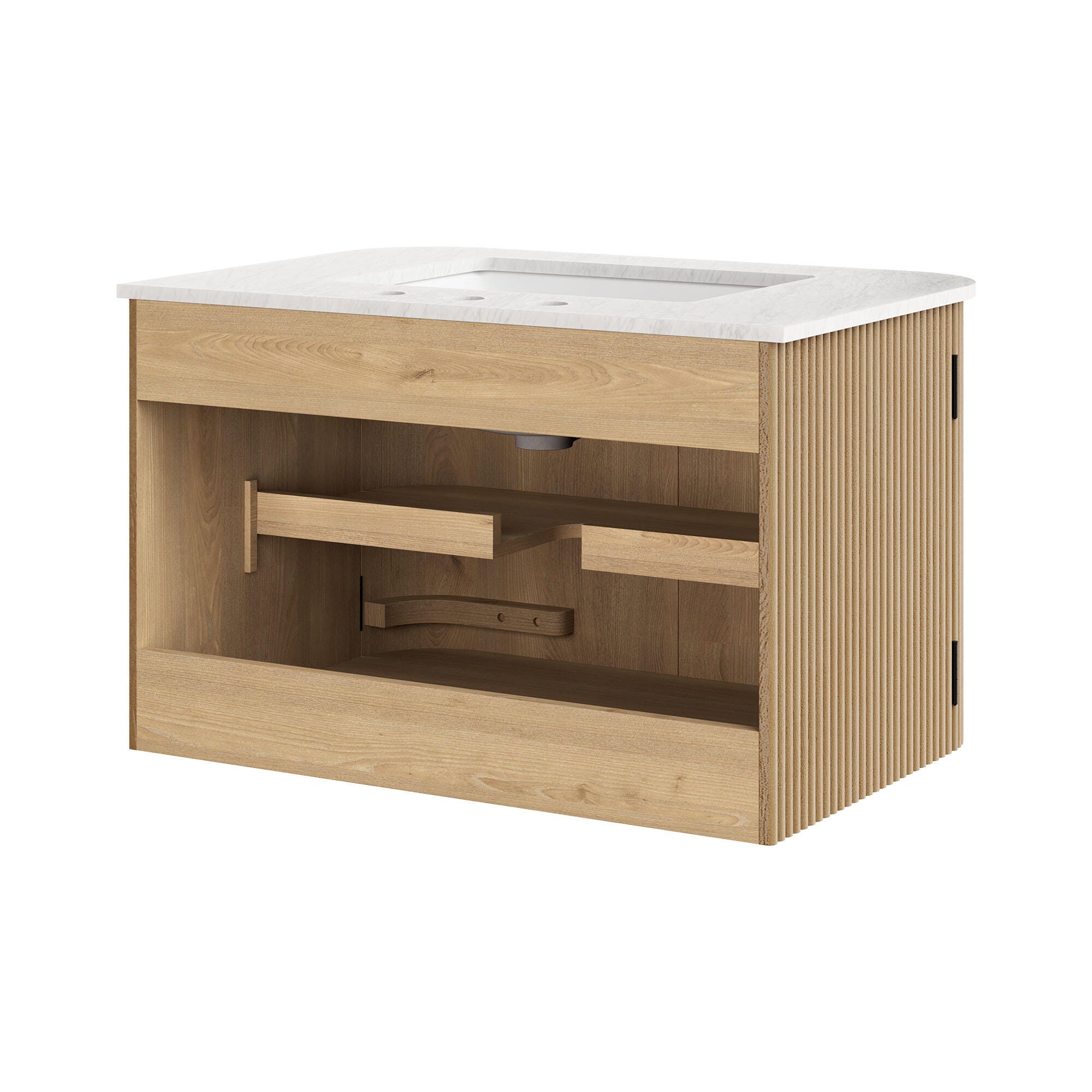Modway Zia 30" Wall-Mount  Bathroom Vanity Set, Natural, large