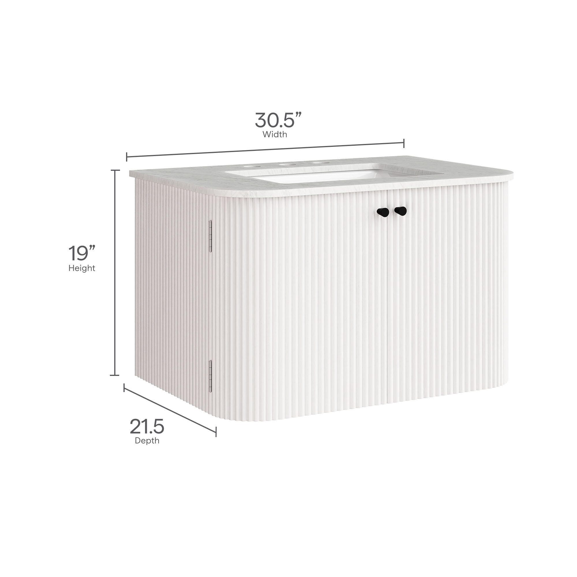 Modway Zia 30" Wall-Mount  Bathroom Vanity Set, Ivory, large