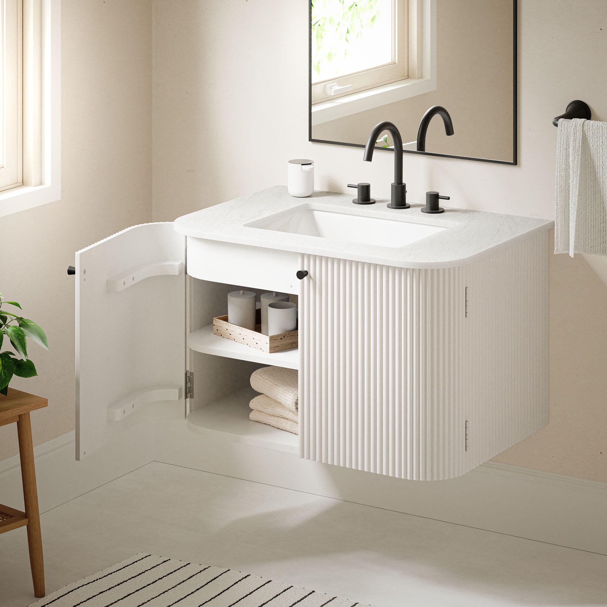 Modway Zia 30" Wall-Mount  Bathroom Vanity Set, Ivory, large