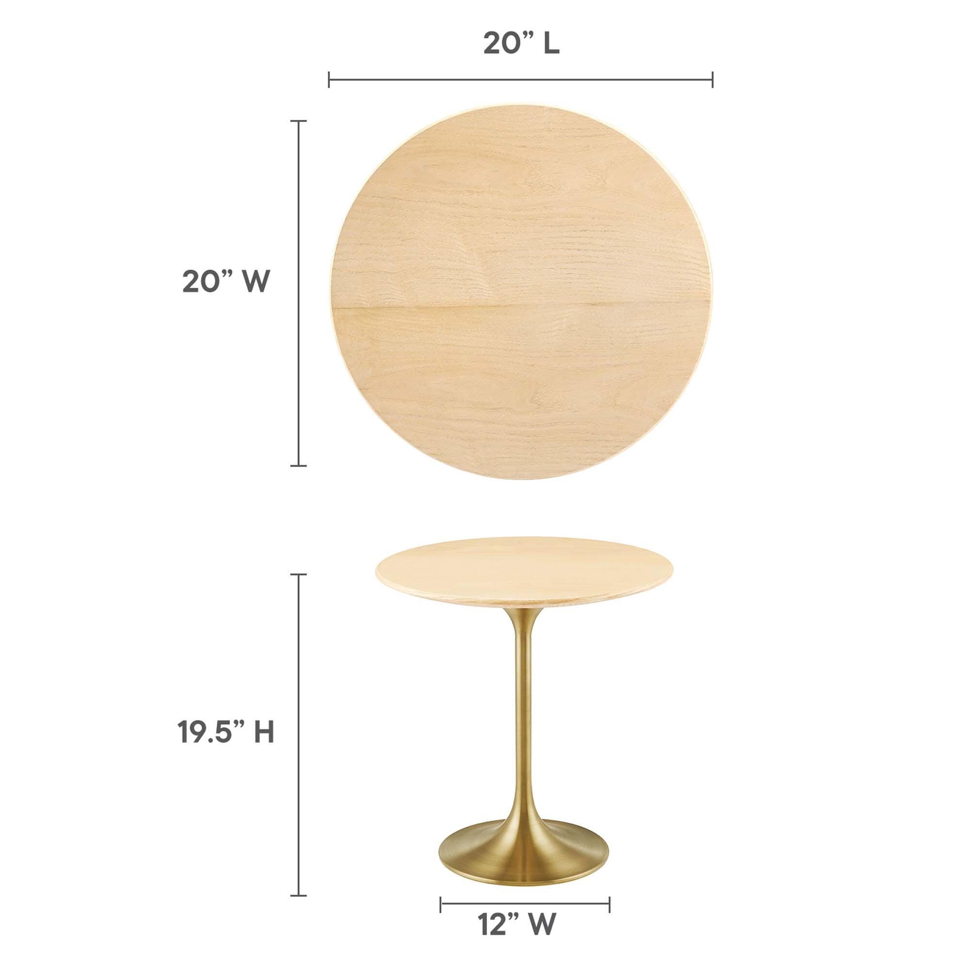 Modway Lippa Side Table, Gold/Natural, large
