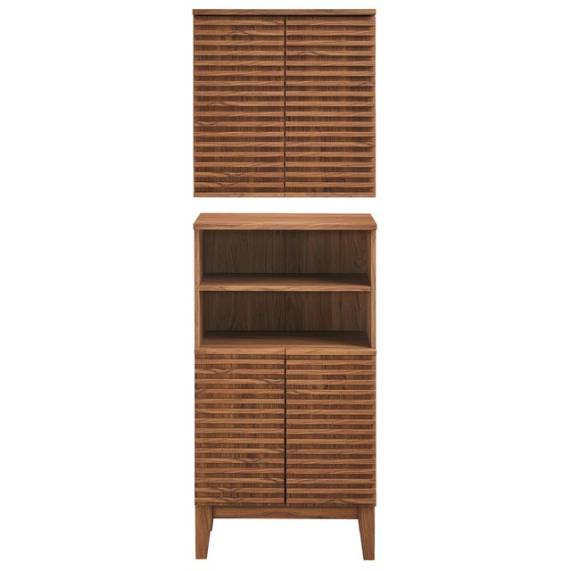 Modway Render Storage Cabinet Set, Walnut