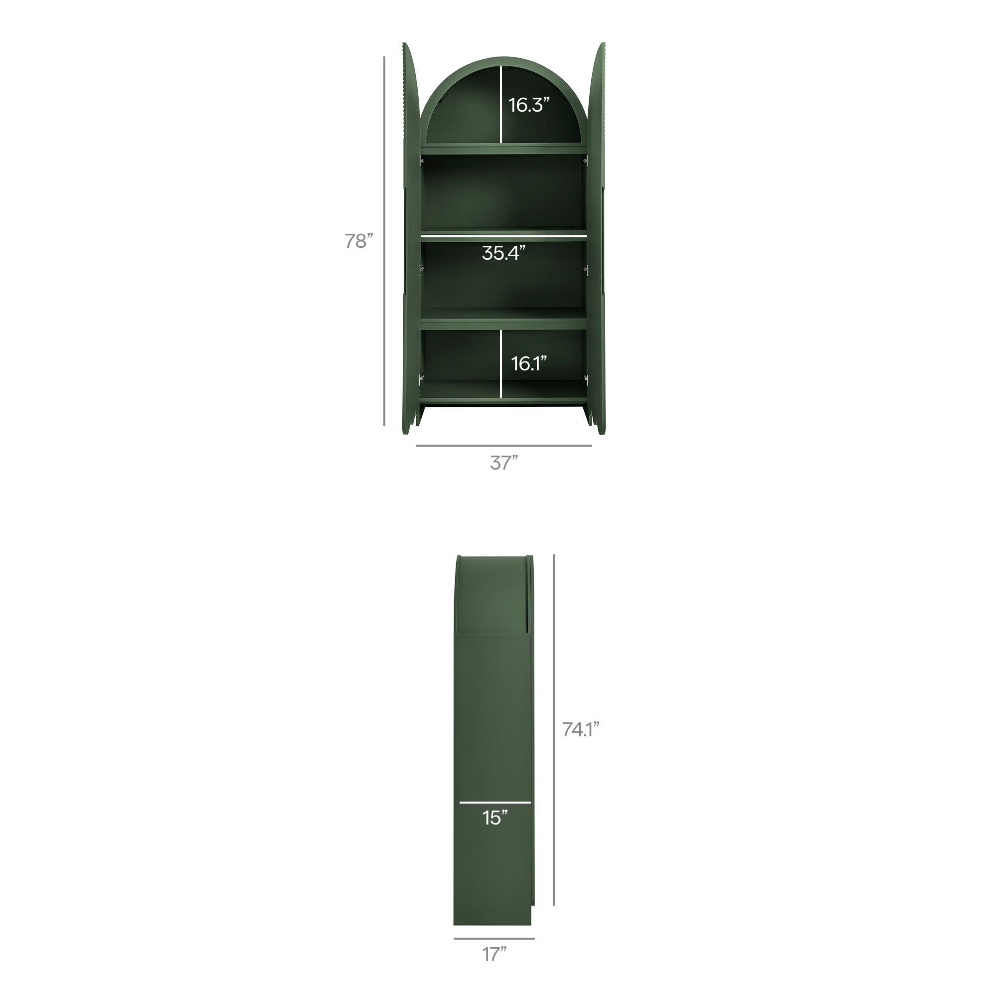 Modway Dahlia 78" Accent Cabinet, Hunter Green, large
