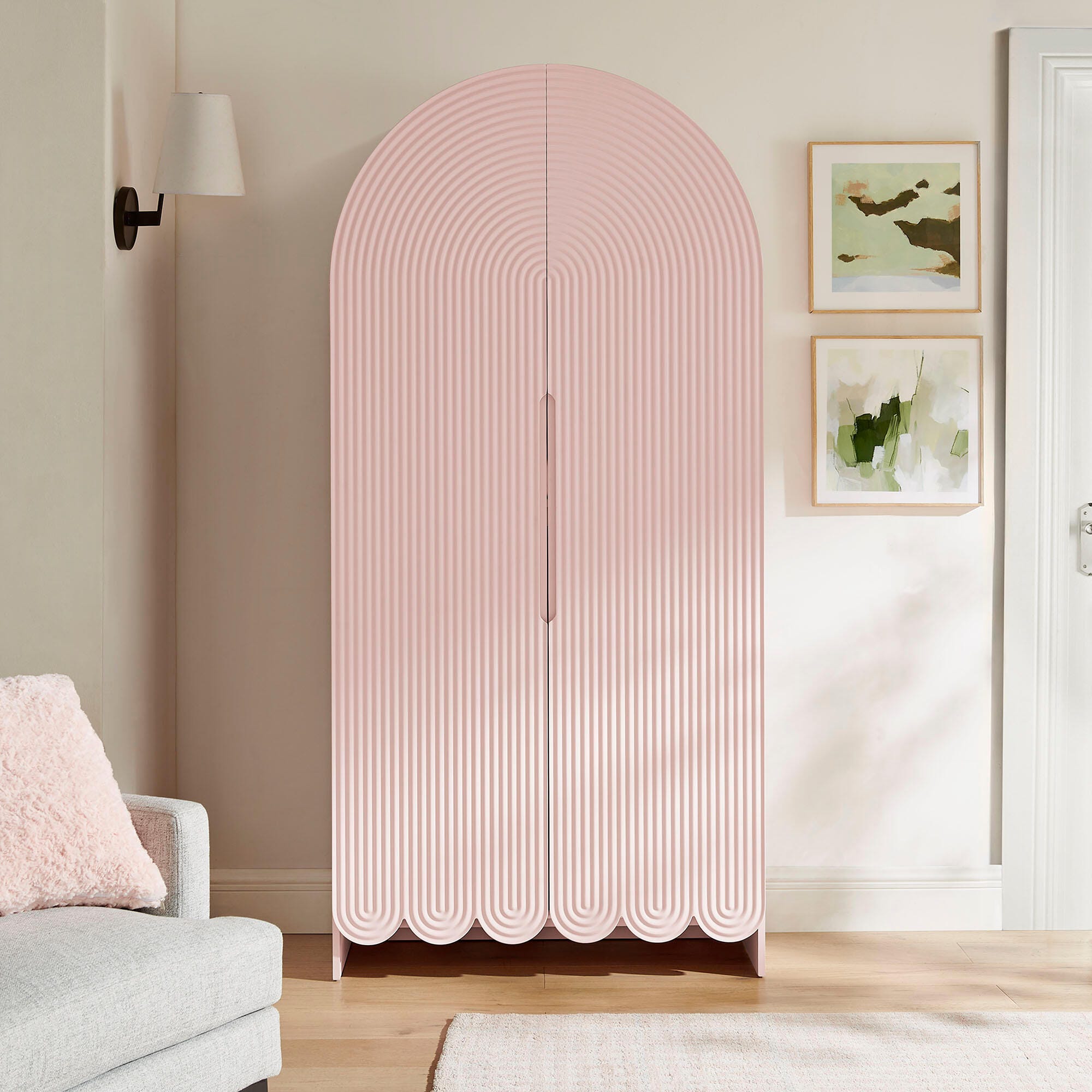 Modway Dahlia 78" Accent Cabinet, Soft Pink, rollover