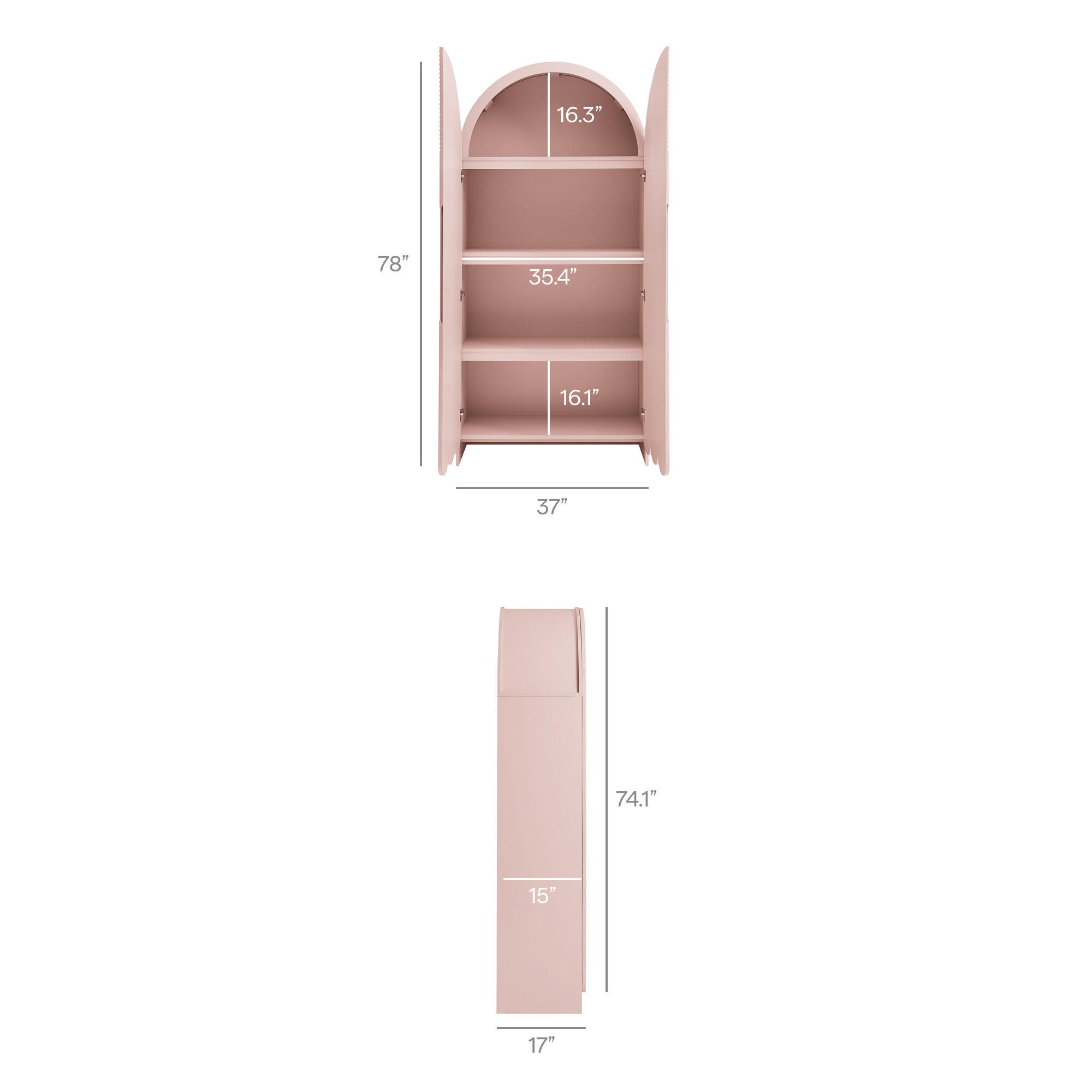 Modway Dahlia 78" Accent Cabinet, Soft Pink, large
