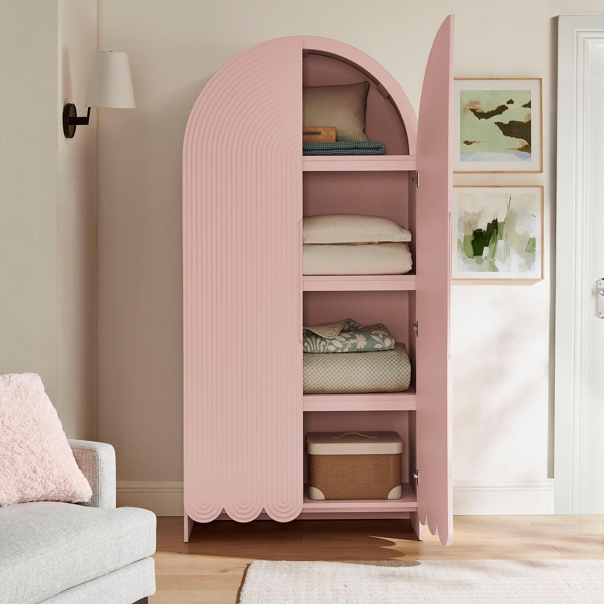Modway Dahlia 78" Accent Cabinet, Soft Pink, large