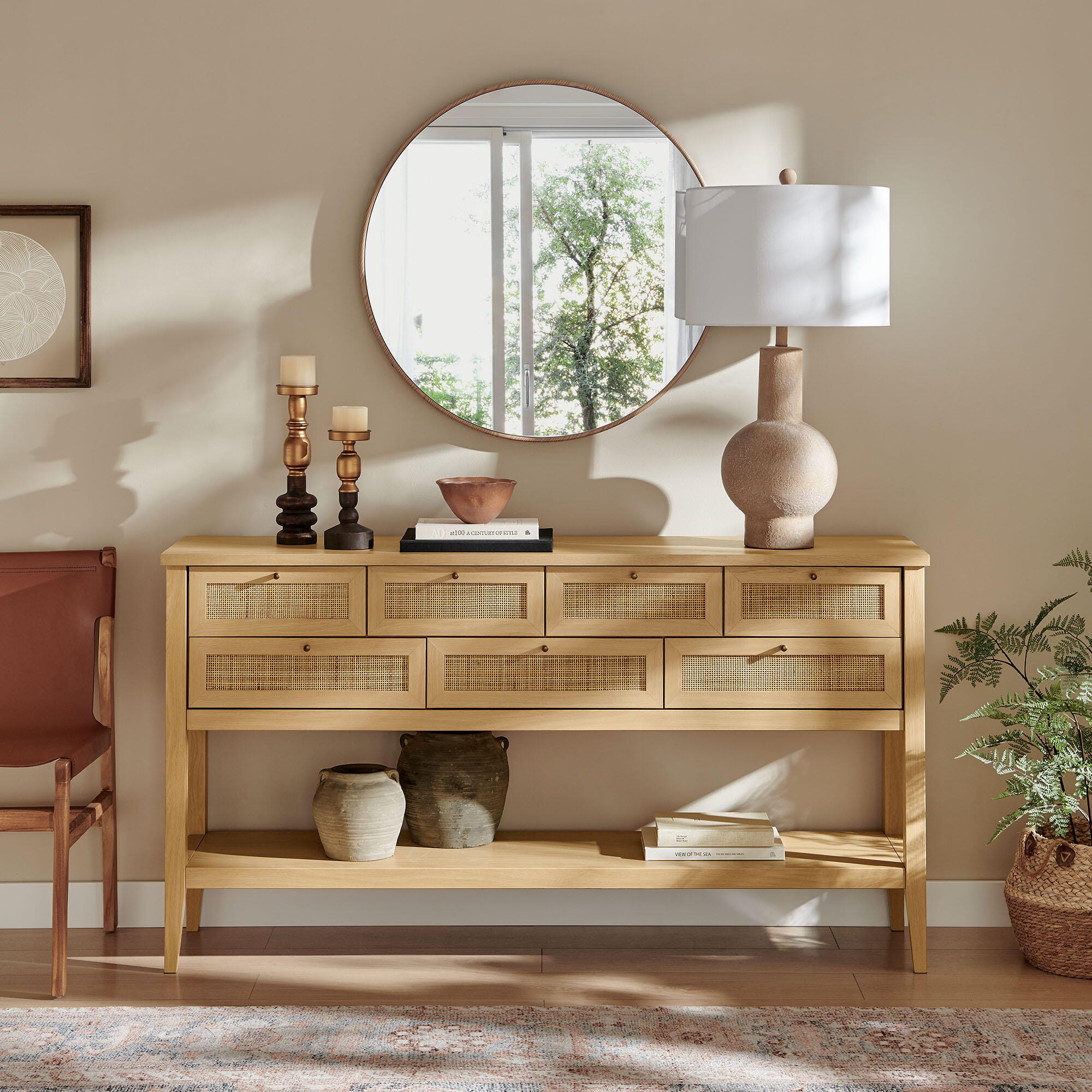 Modway Soma Console Table, Oak, rollover