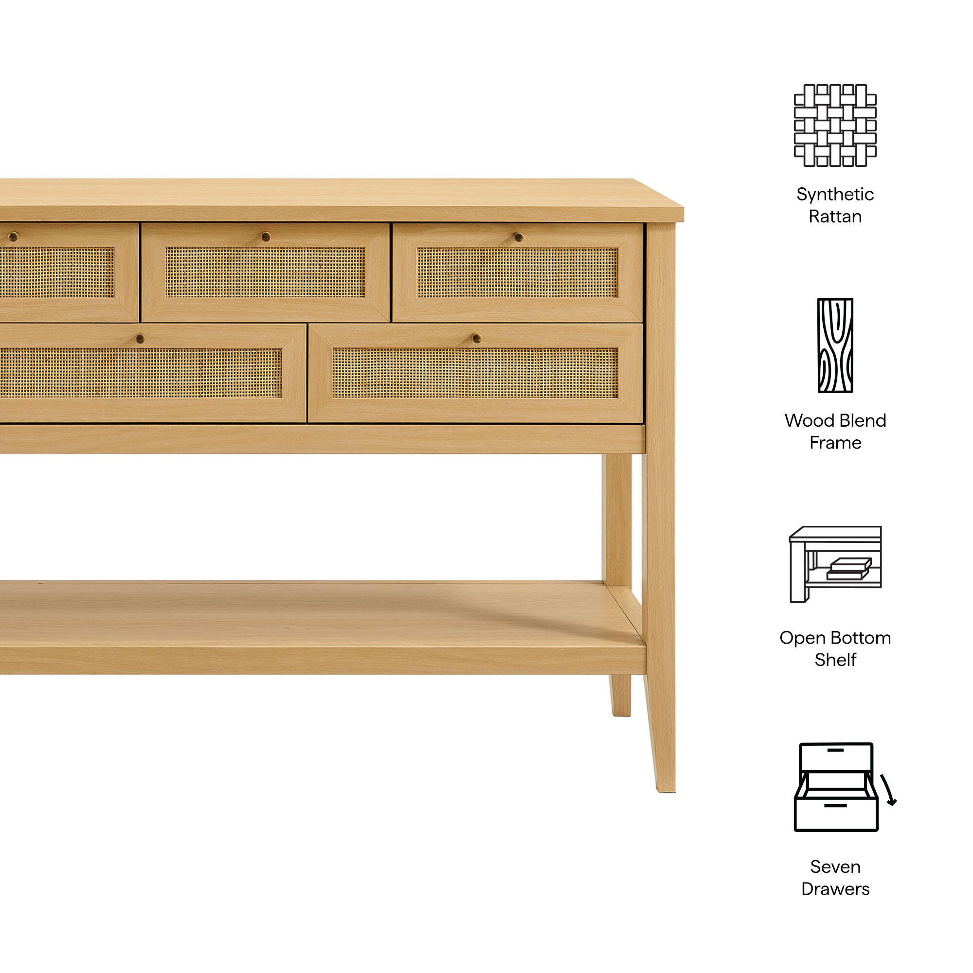Modway Soma Console Table, Oak, large