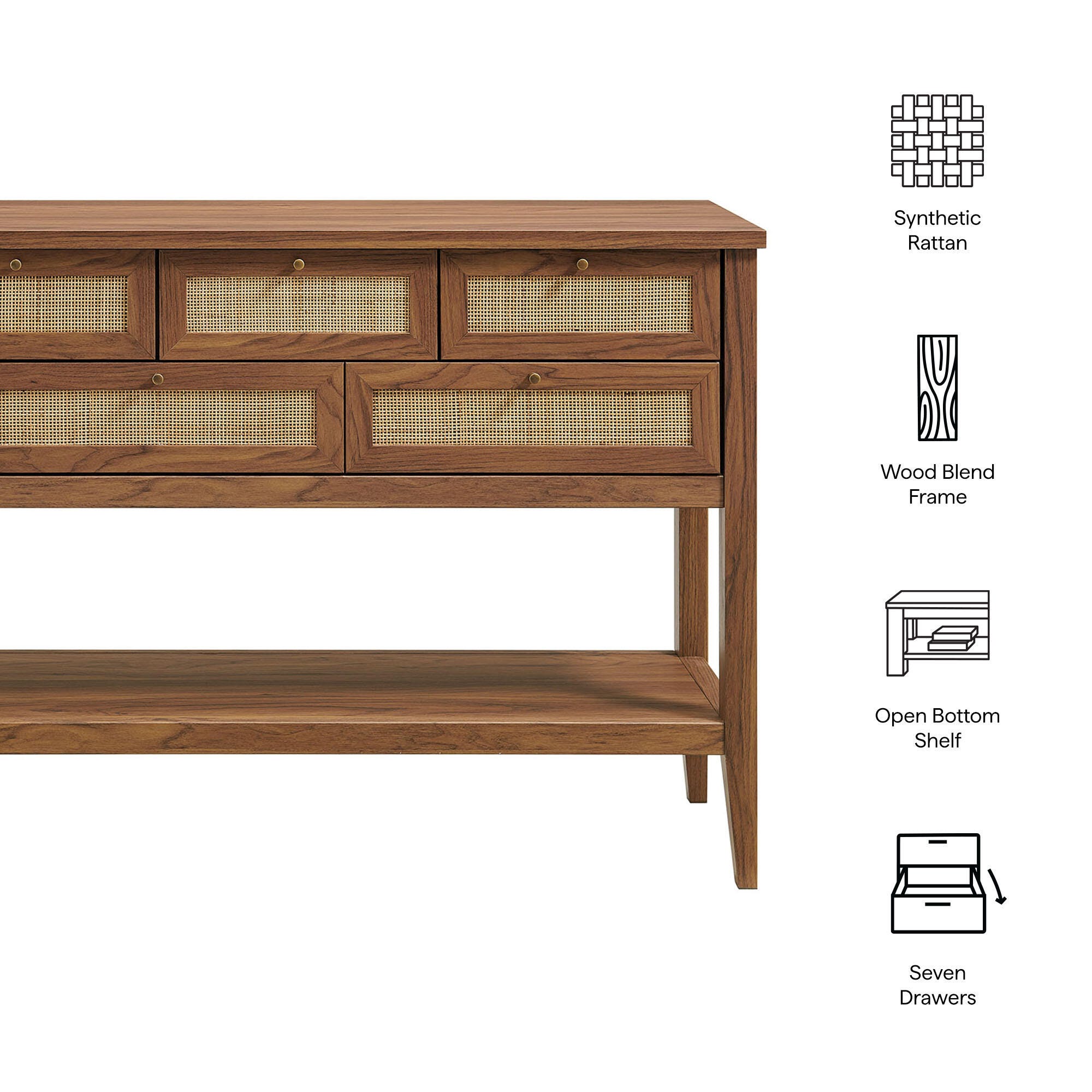 Modway Soma Console Table, Walnut, large