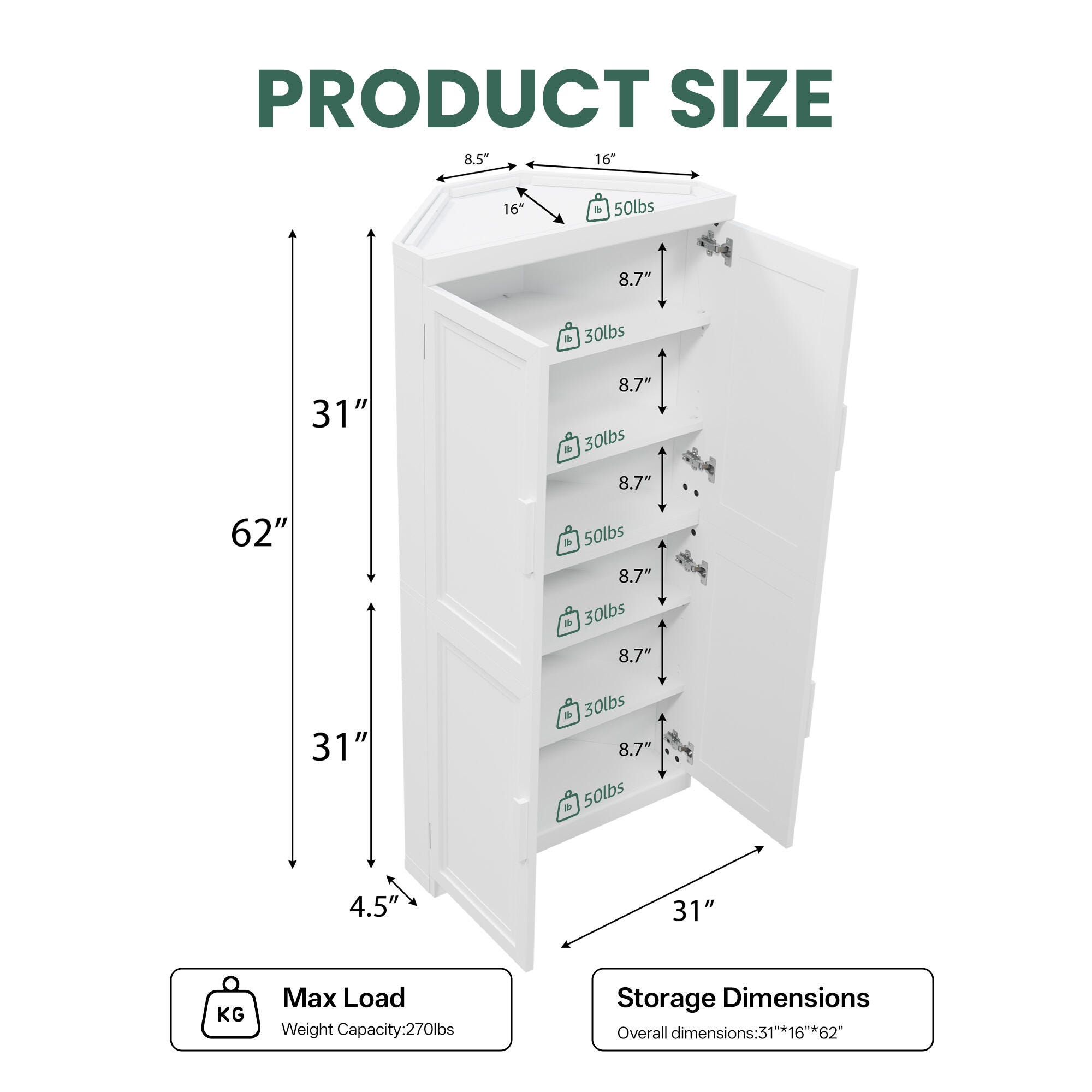 Dovelina Liora Connectable 31" Accent Cabinet, Green, large