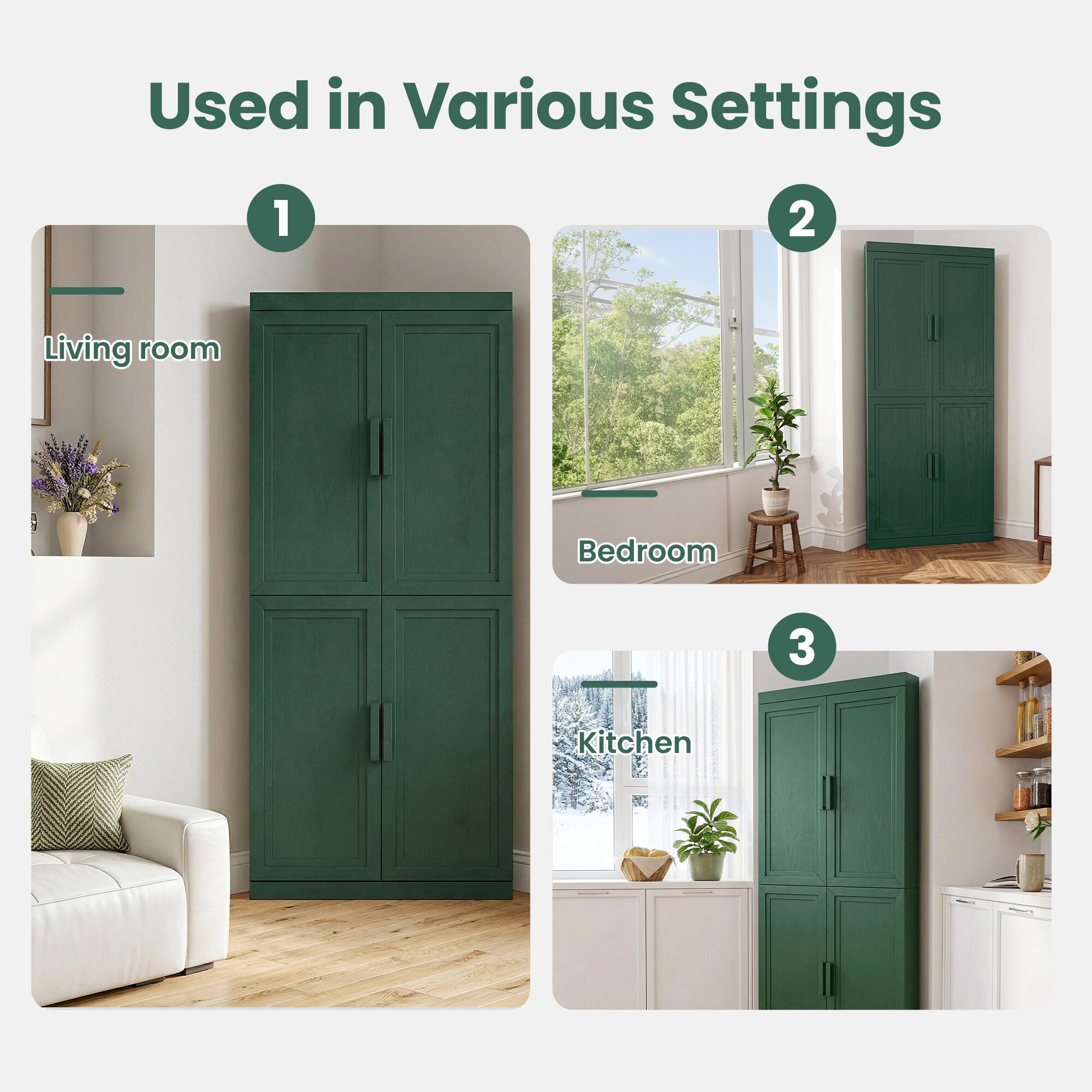 Dovelina Liora Stackable 31" Accent Cabinet, Green, large