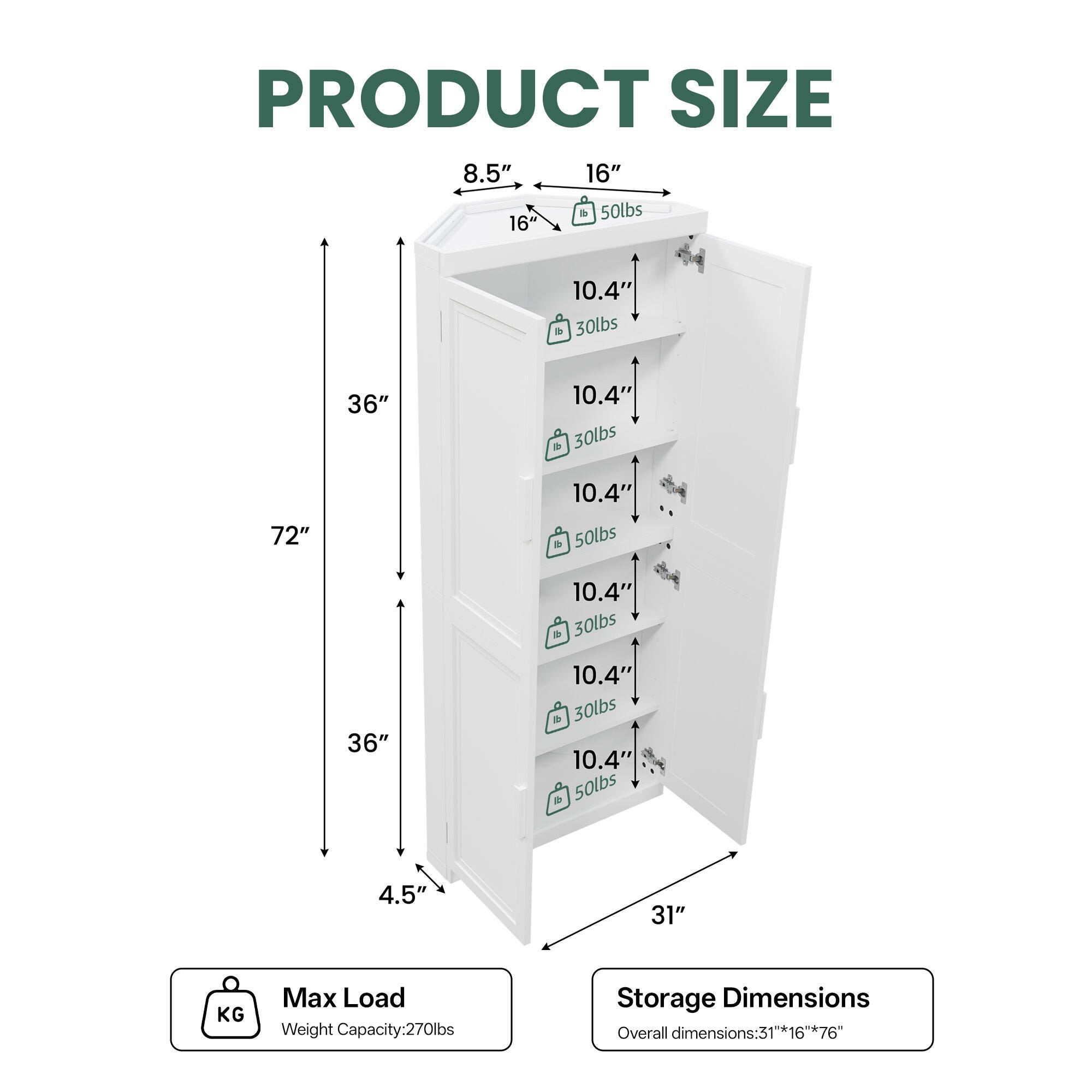 Dovelina Liora Stackable 31" Accent Cabinet, Green, large