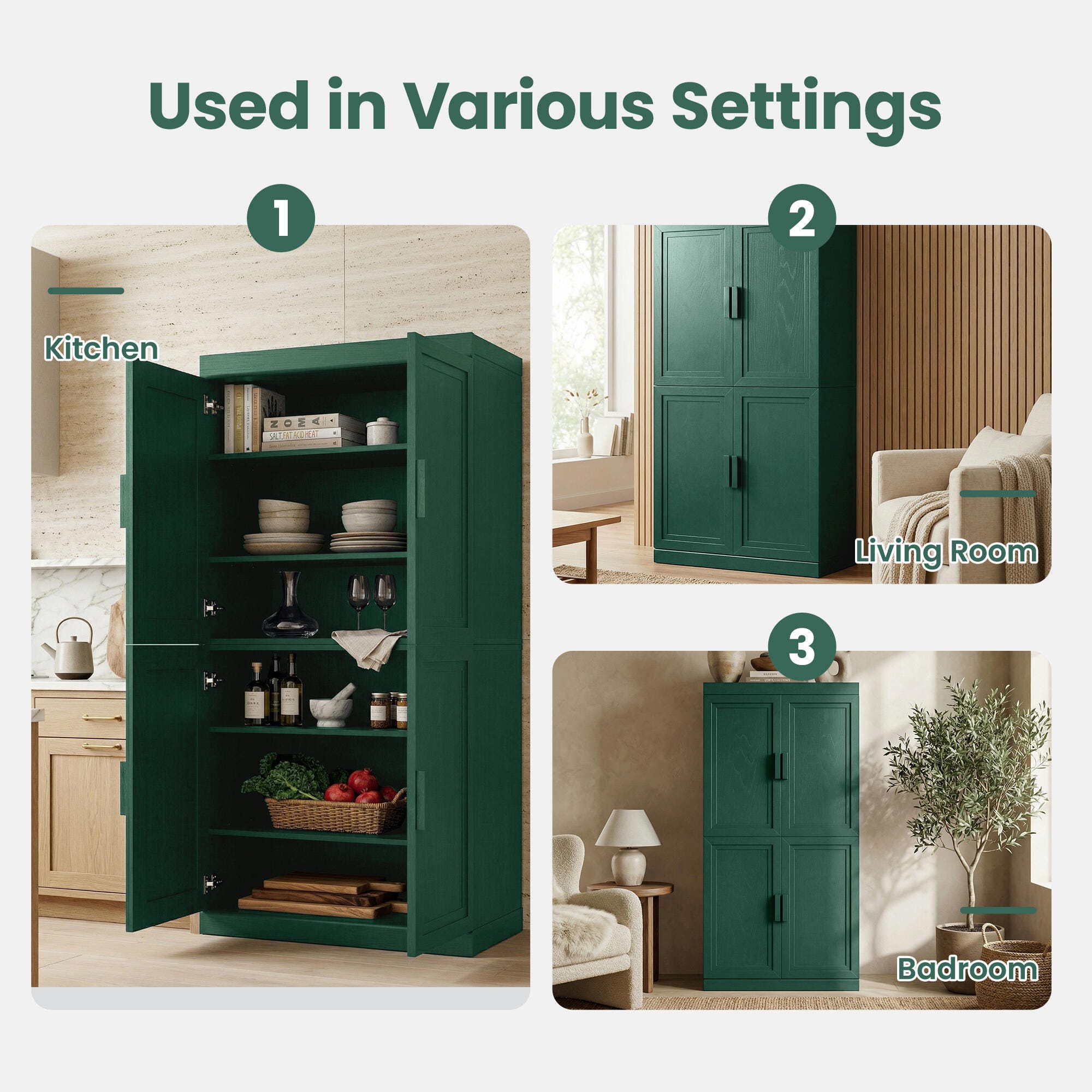 Dovelina Liora Multi-Purpose 31" Accent Cabinet, Green, large