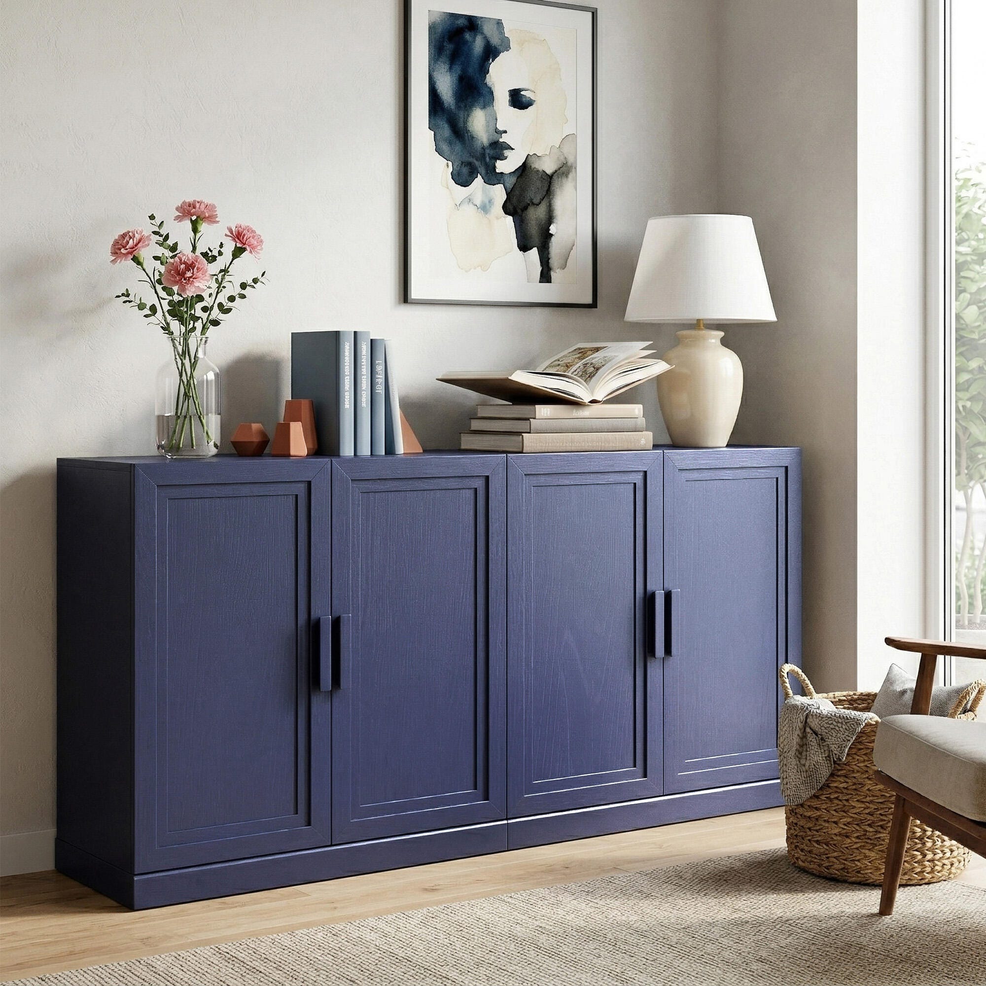 Dovelina Liora Versatile 62" Accent Cabinet, Blue, rollover