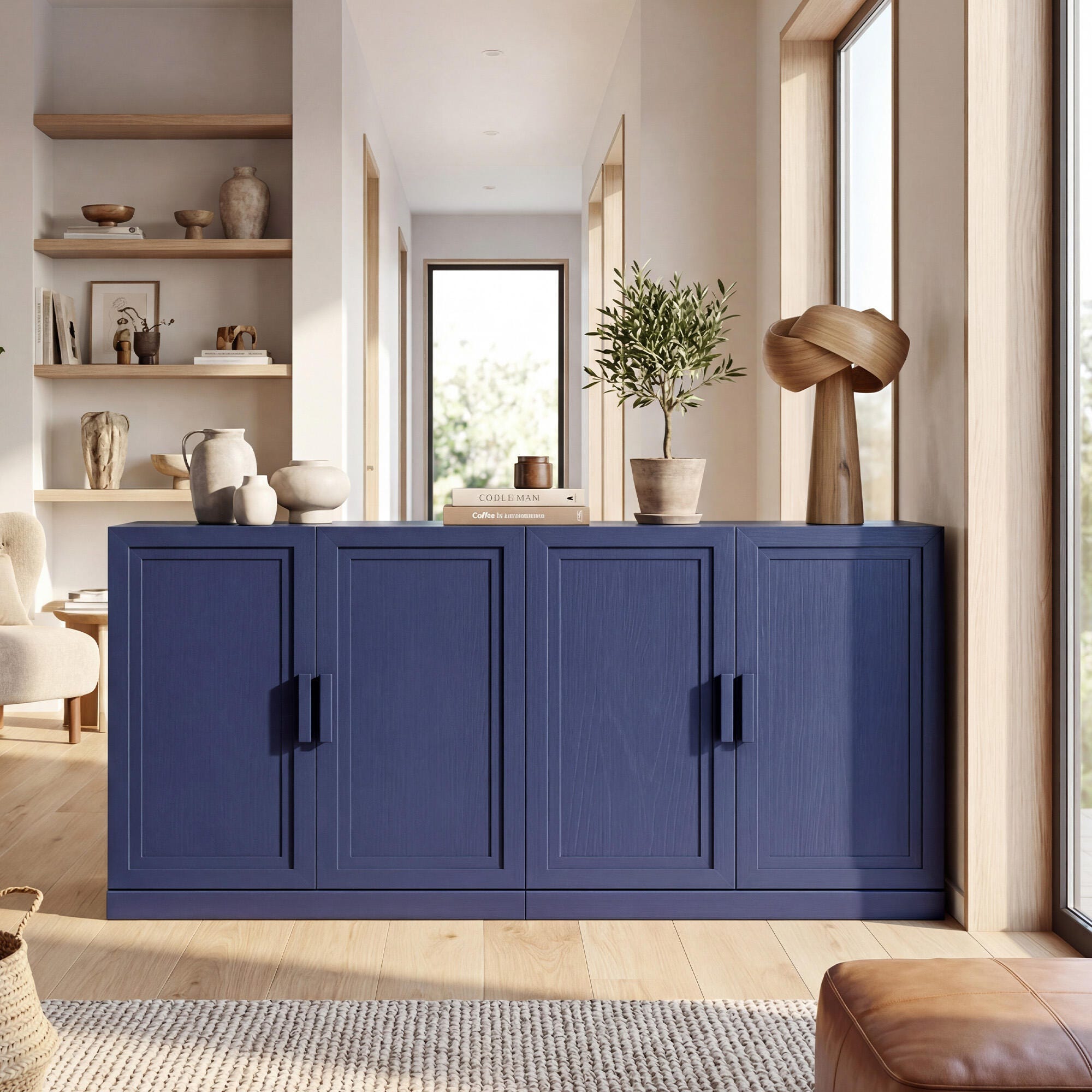 Dovelina Liora Versatile 62" Accent Cabinet, Blue, large