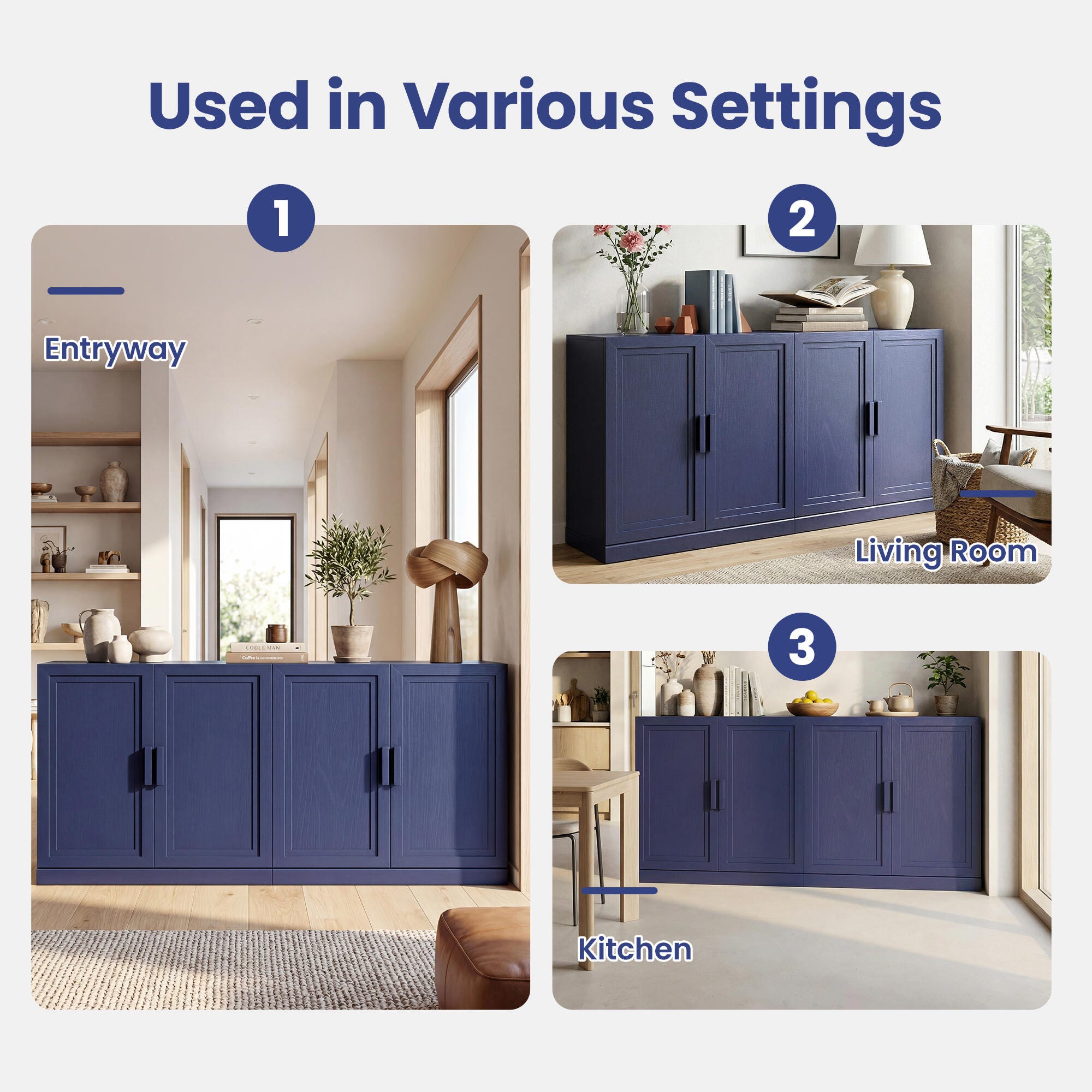 Dovelina Liora Versatile 62" Accent Cabinet, Blue, large