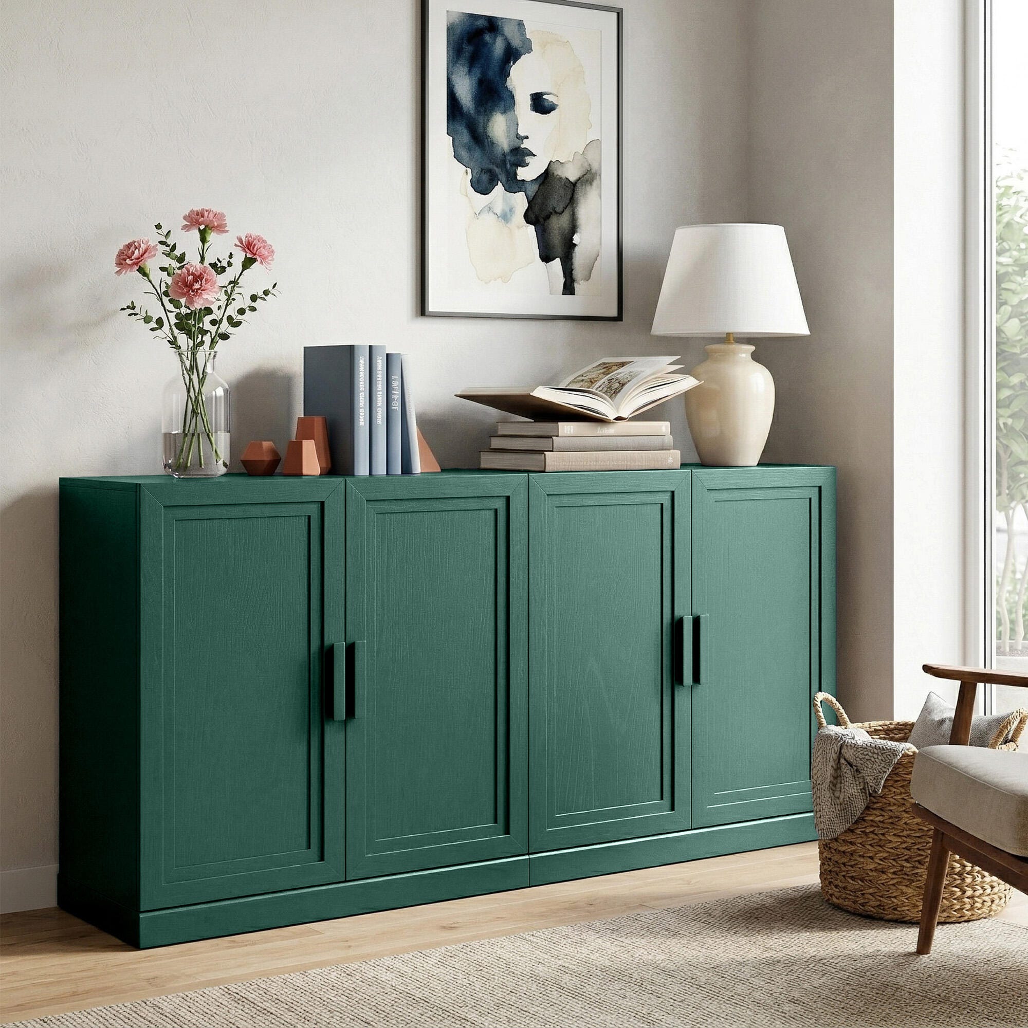 Dovelina Liora Versatile 62" Accent Cabinet, Green, large
