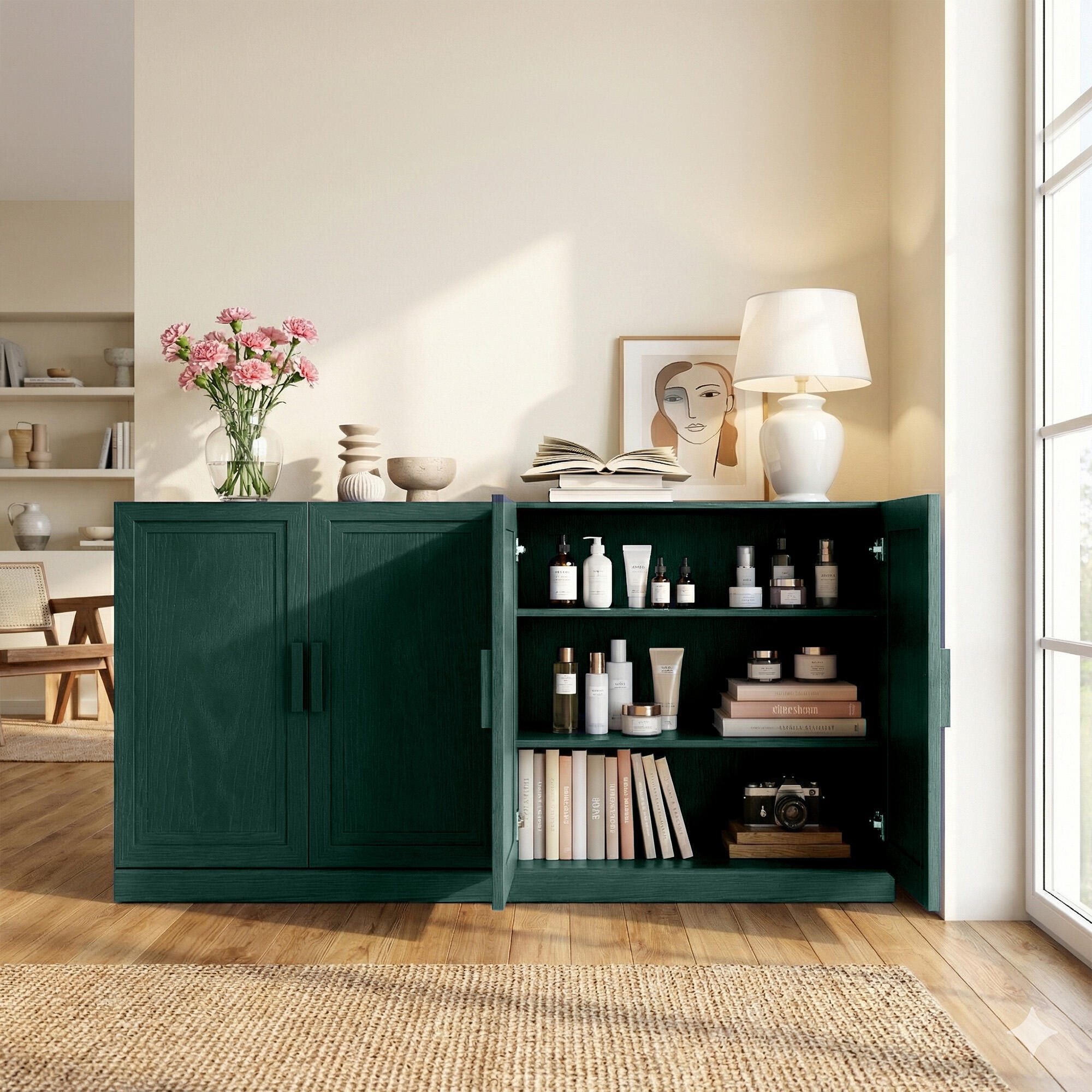 Dovelina Liora Versatile 62" Accent Cabinet, Green, large