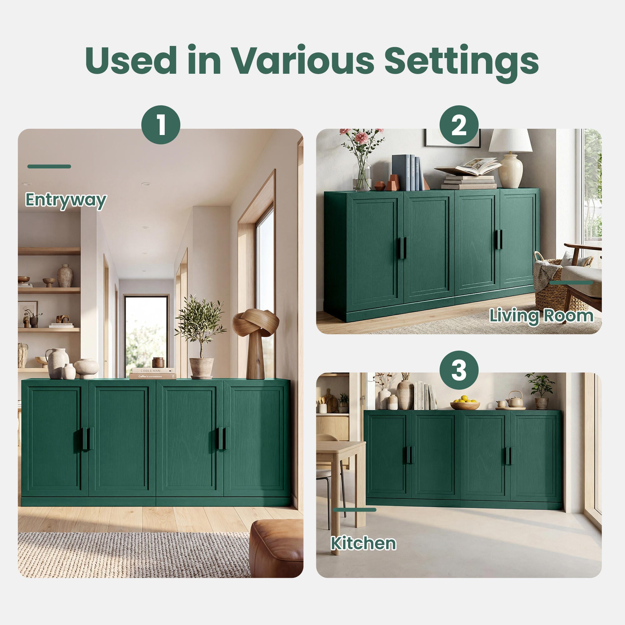 Dovelina Liora Versatile 62" Accent Cabinet, Green, large