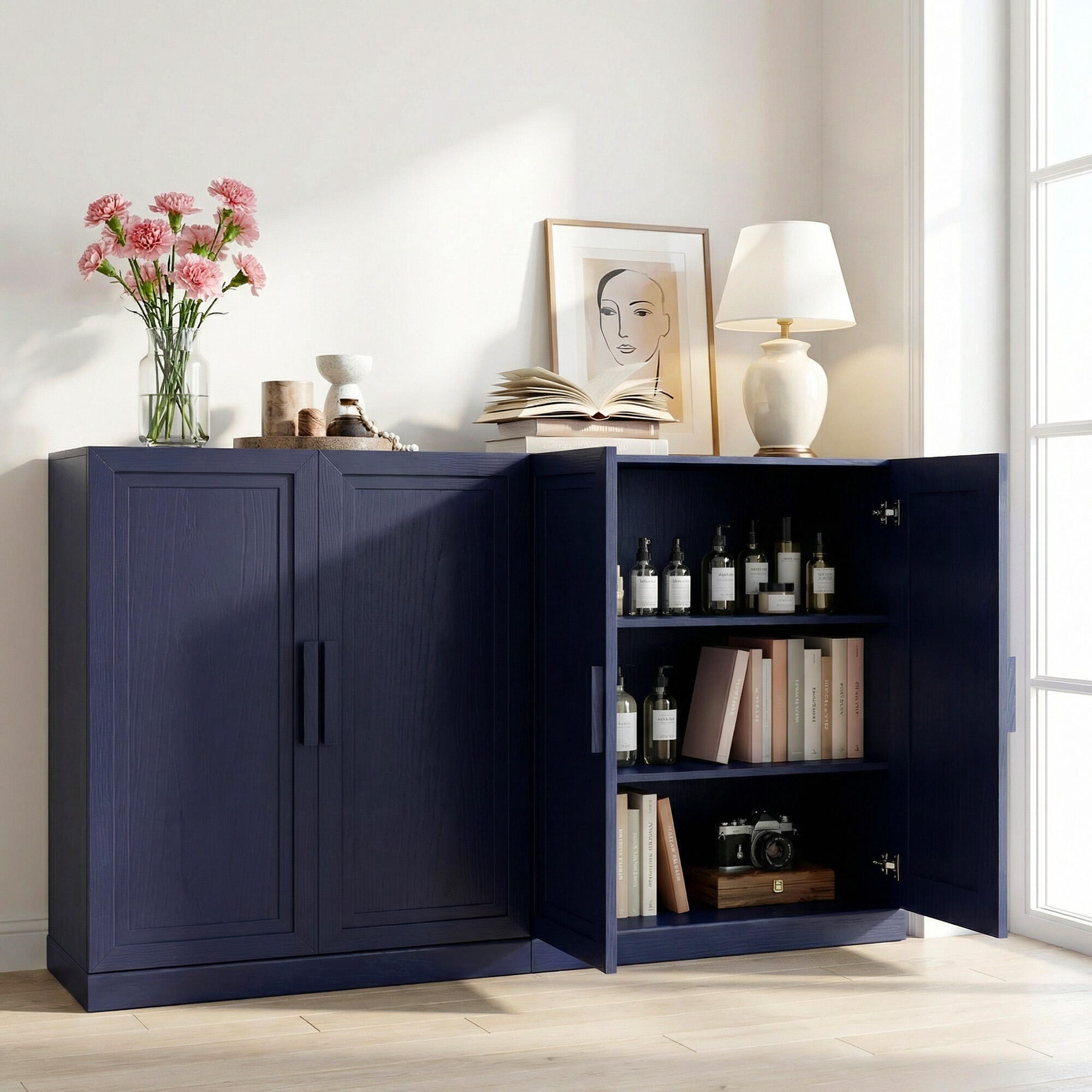 Dovelina Liora 62" Accent Cabinet, Blue, large
