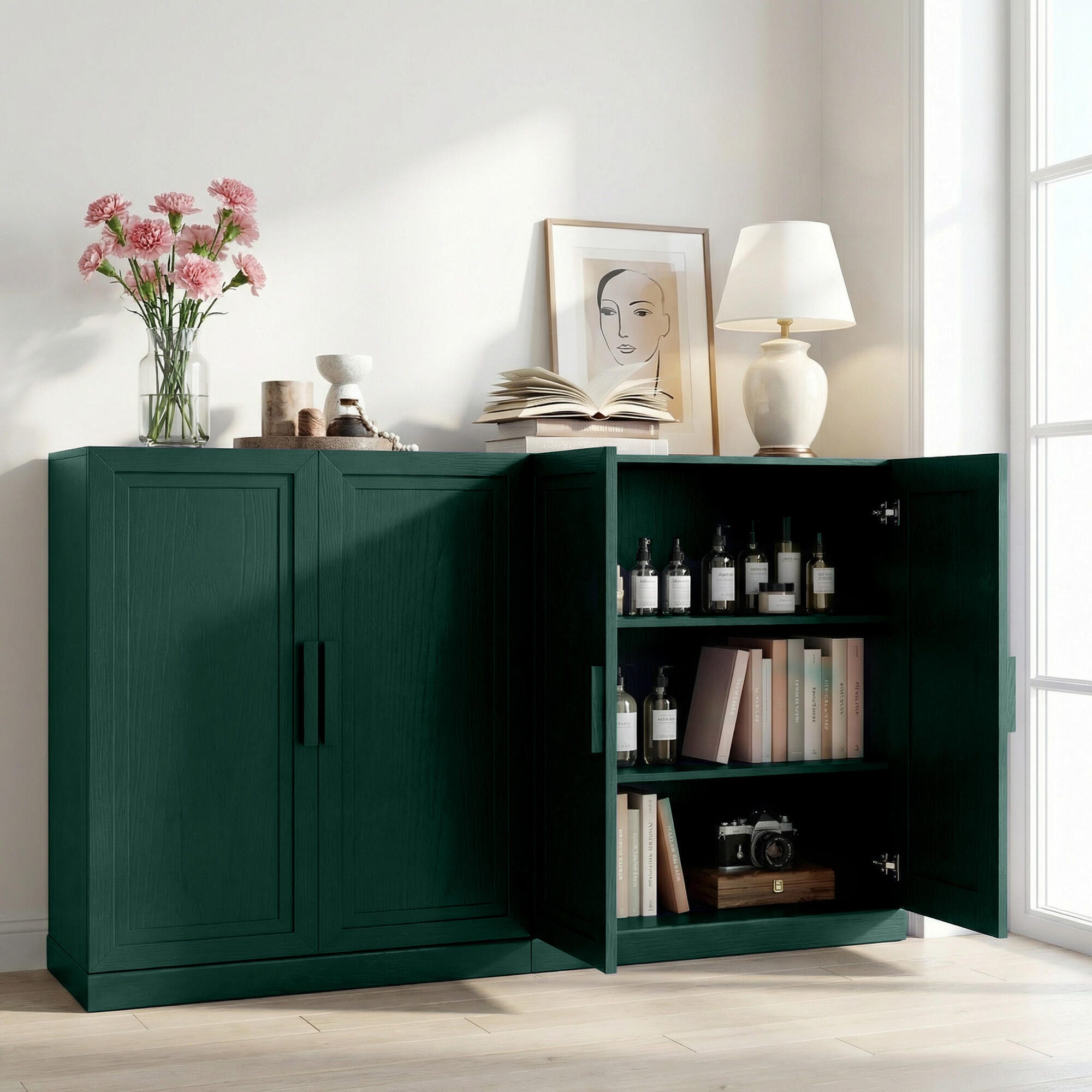 Dovelina Liora 62" Accent Cabinet, Green, large