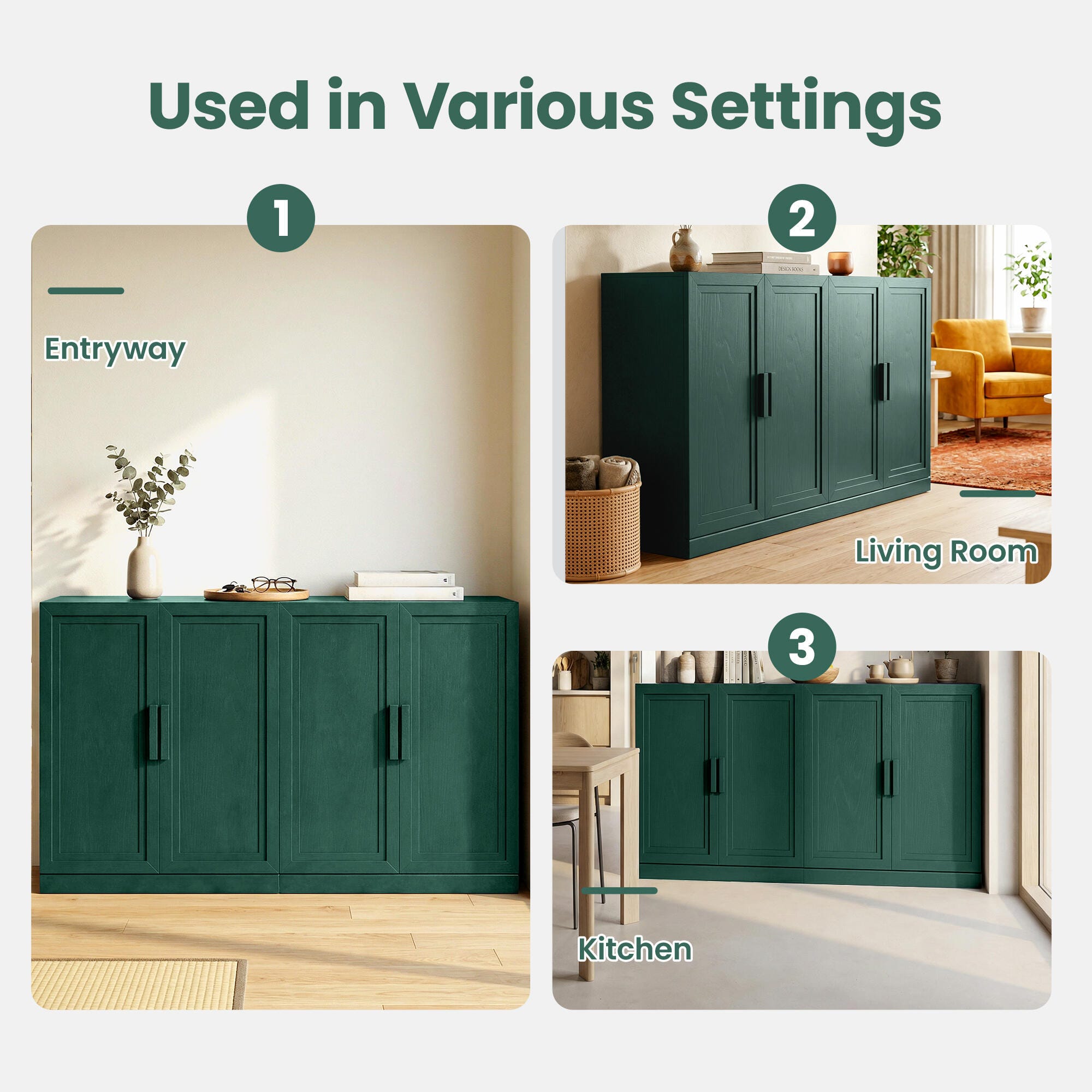 Dovelina Liora 62" Accent Cabinet, Green, large