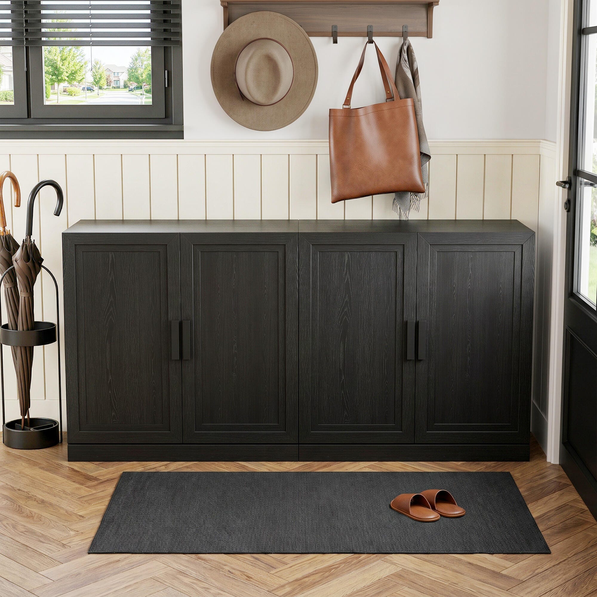 Dovelina Liora Expandable 62" Accent Cabinet, Black, rollover