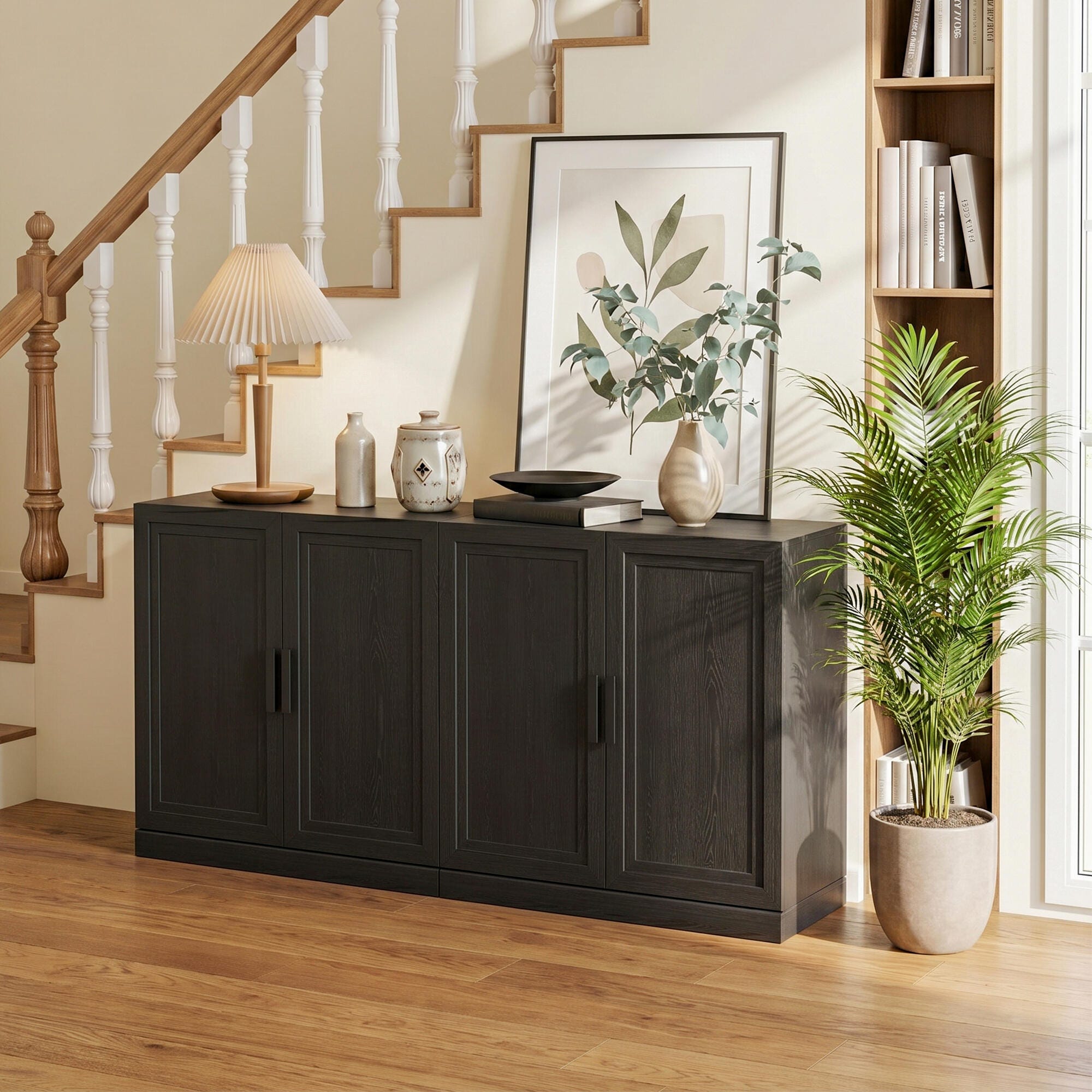 Dovelina Liora Expandable 62" Accent Cabinet, Black, large