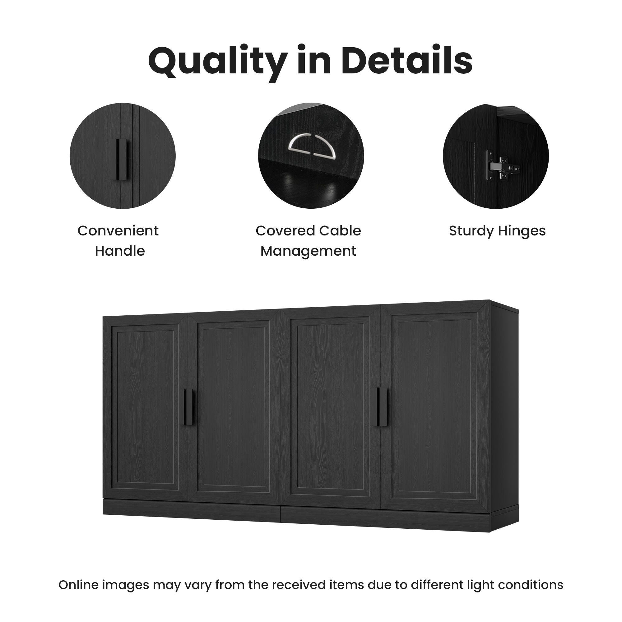 Dovelina Liora Expandable 62" Accent Cabinet, Black, large
