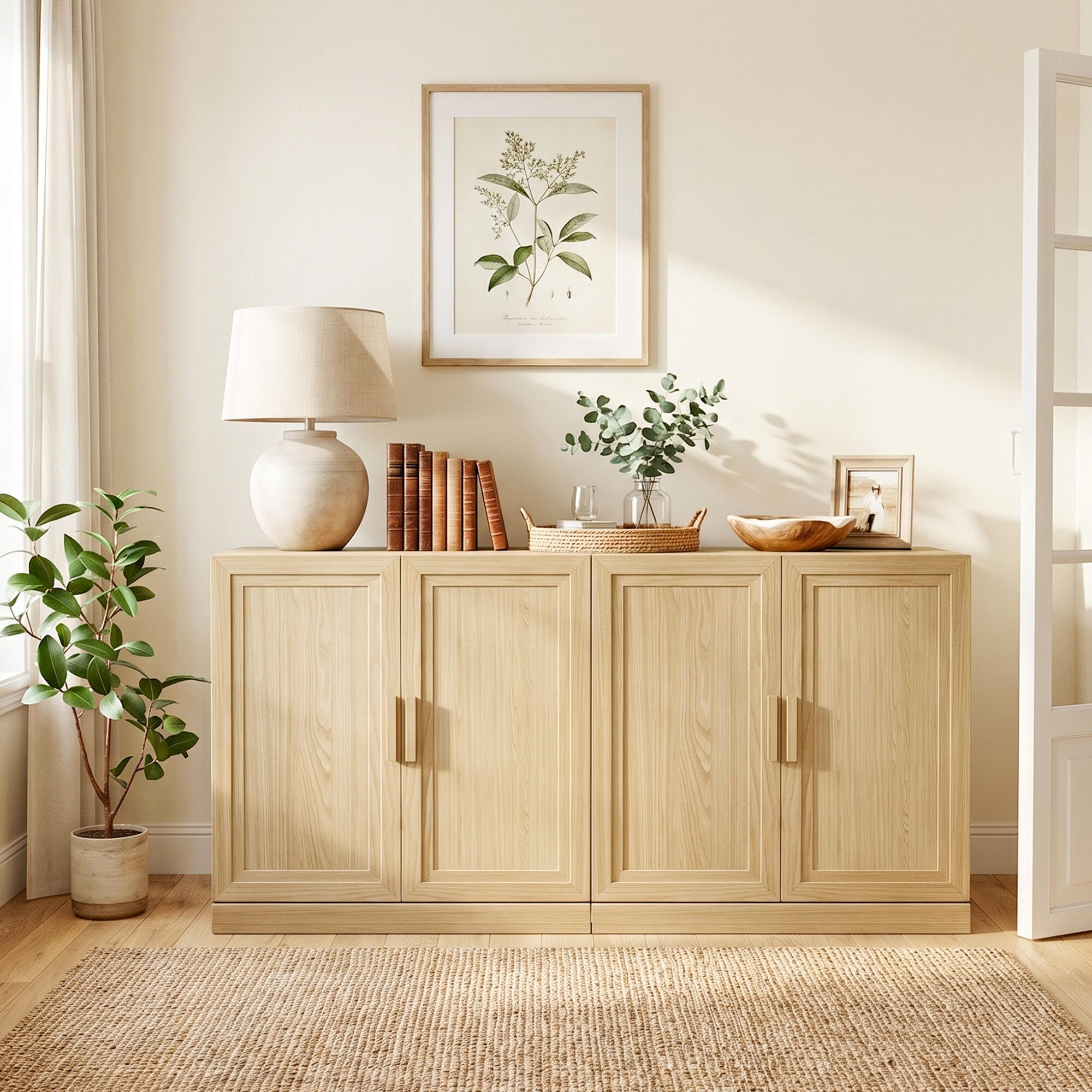 Dovelina Liora Expandable 62" Accent Cabinet, Natural, large