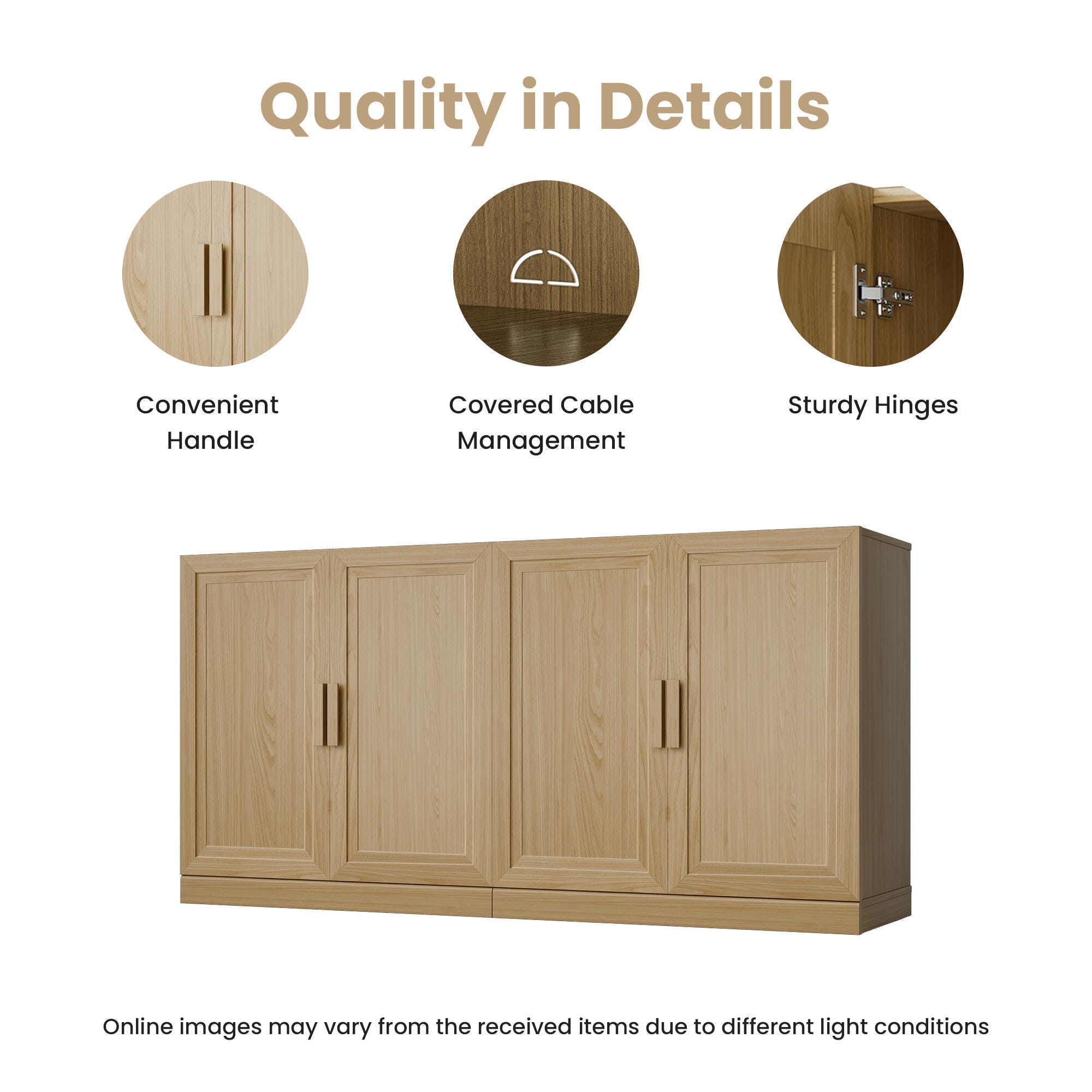 Dovelina Liora Expandable 62" Accent Cabinet, Natural, large