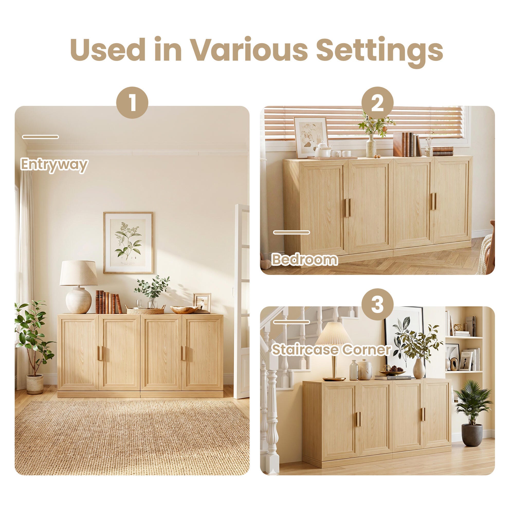 Dovelina Liora Expandable 62" Accent Cabinet, Natural, large
