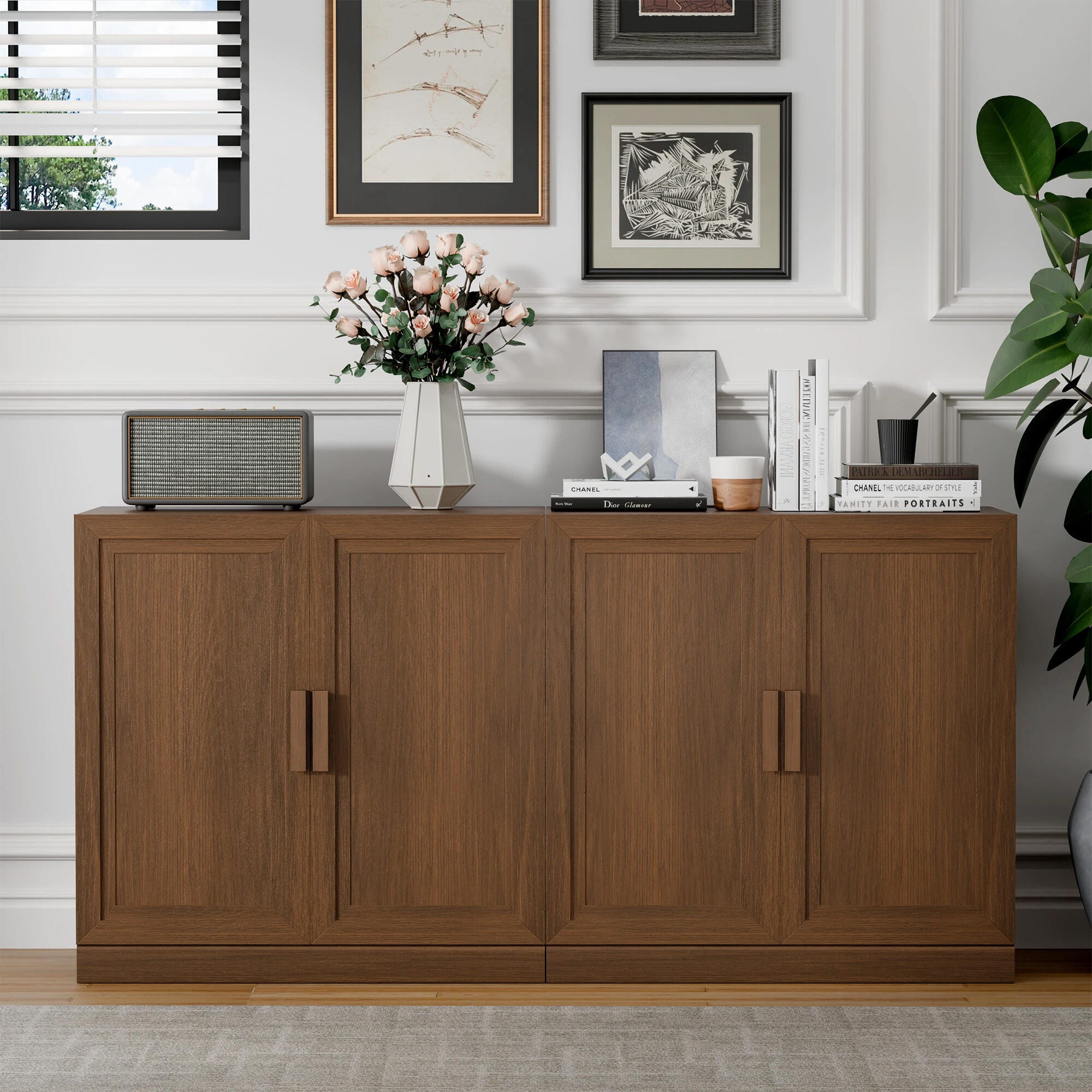 Dovelina Liora Expandable 62" Accent Cabinet, Walnut, large