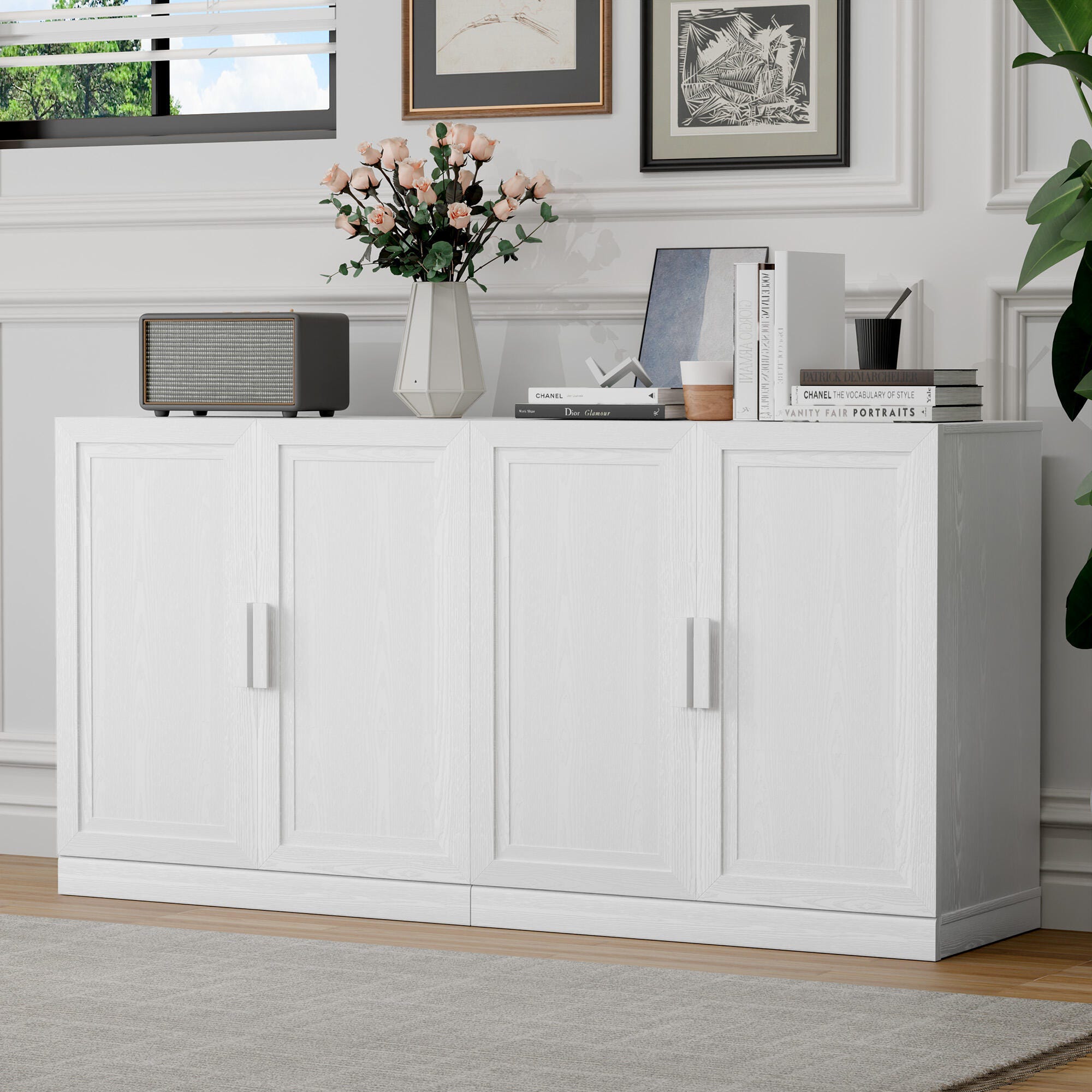 Dovelina Liora Expandable 62" Accent Cabinet, White, large