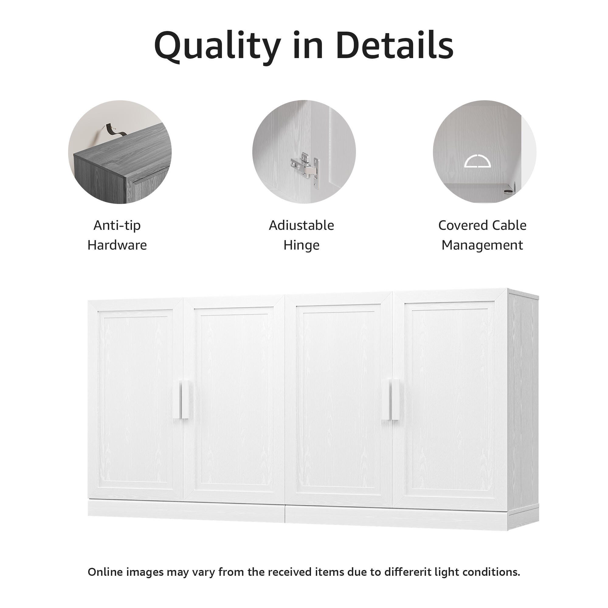 Dovelina Liora Expandable 62" Accent Cabinet, White, large