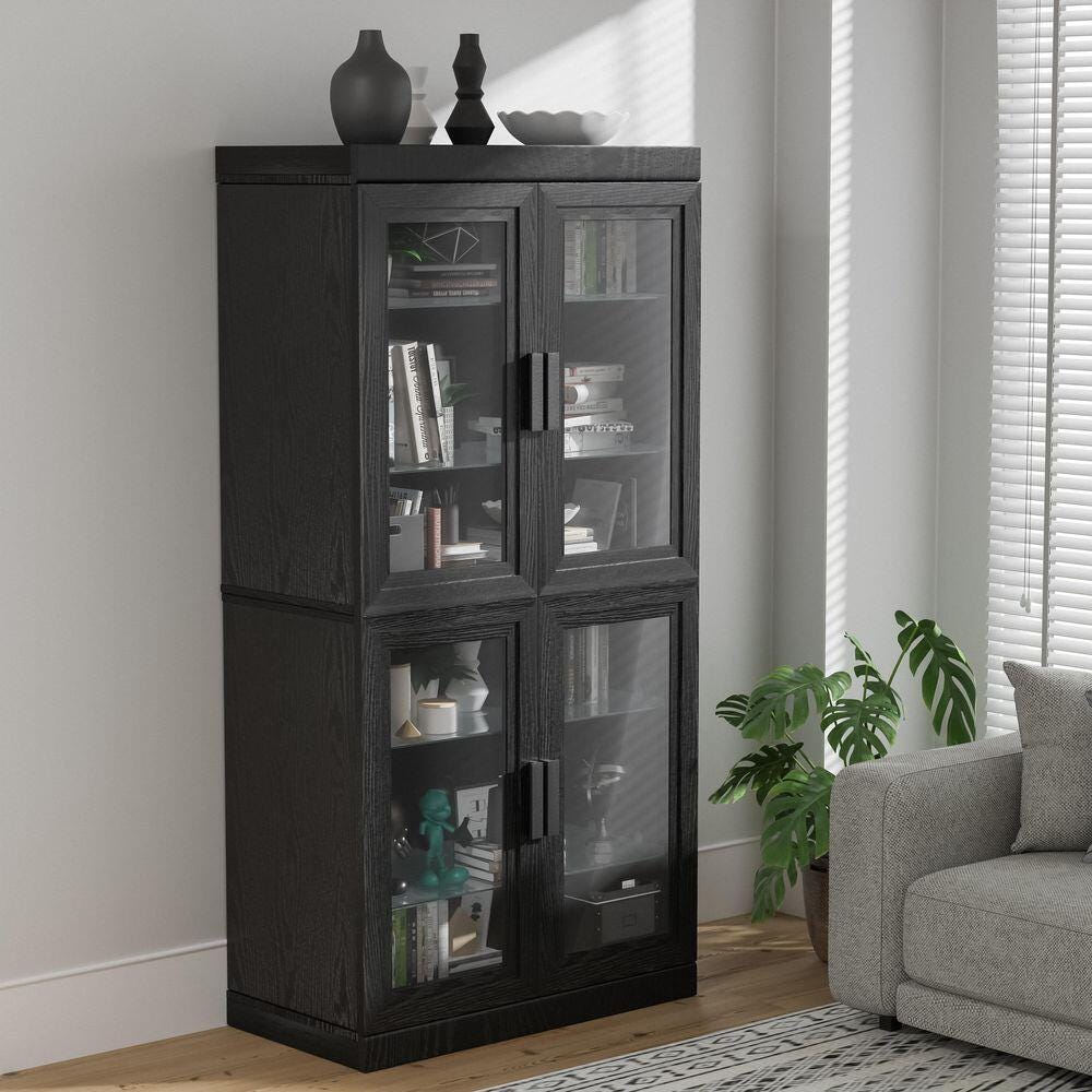 Dovelina Liora Tall 31" Accent Cabinet, Black, large