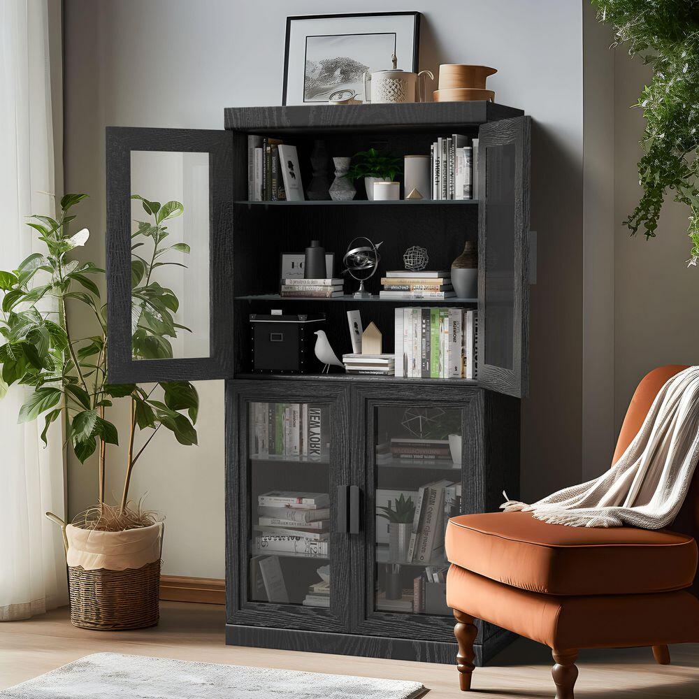 Dovelina Liora Tall 31" Accent Cabinet, Black, large