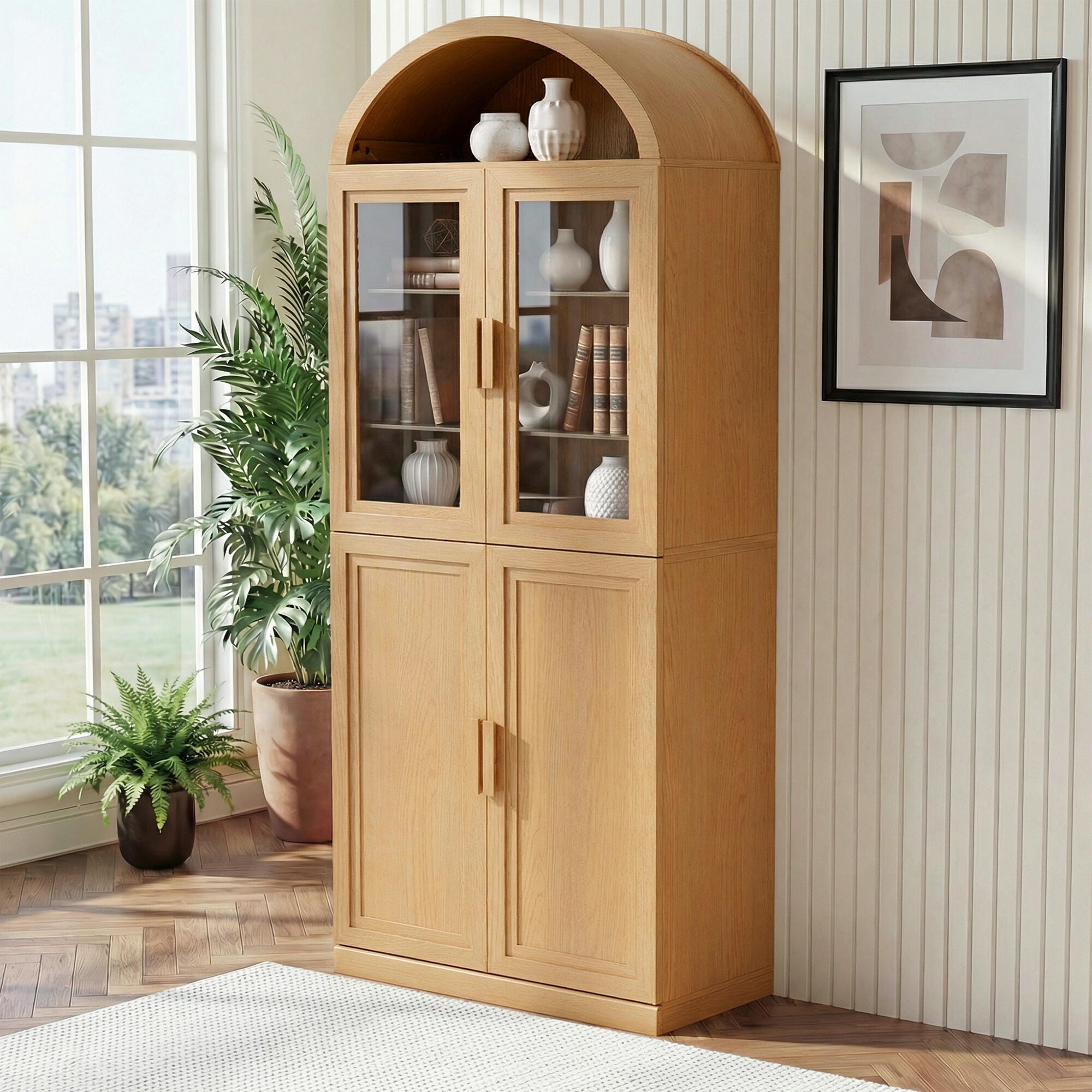 Dovelina Liora Arched 31" Accent Cabinet, Natural, large