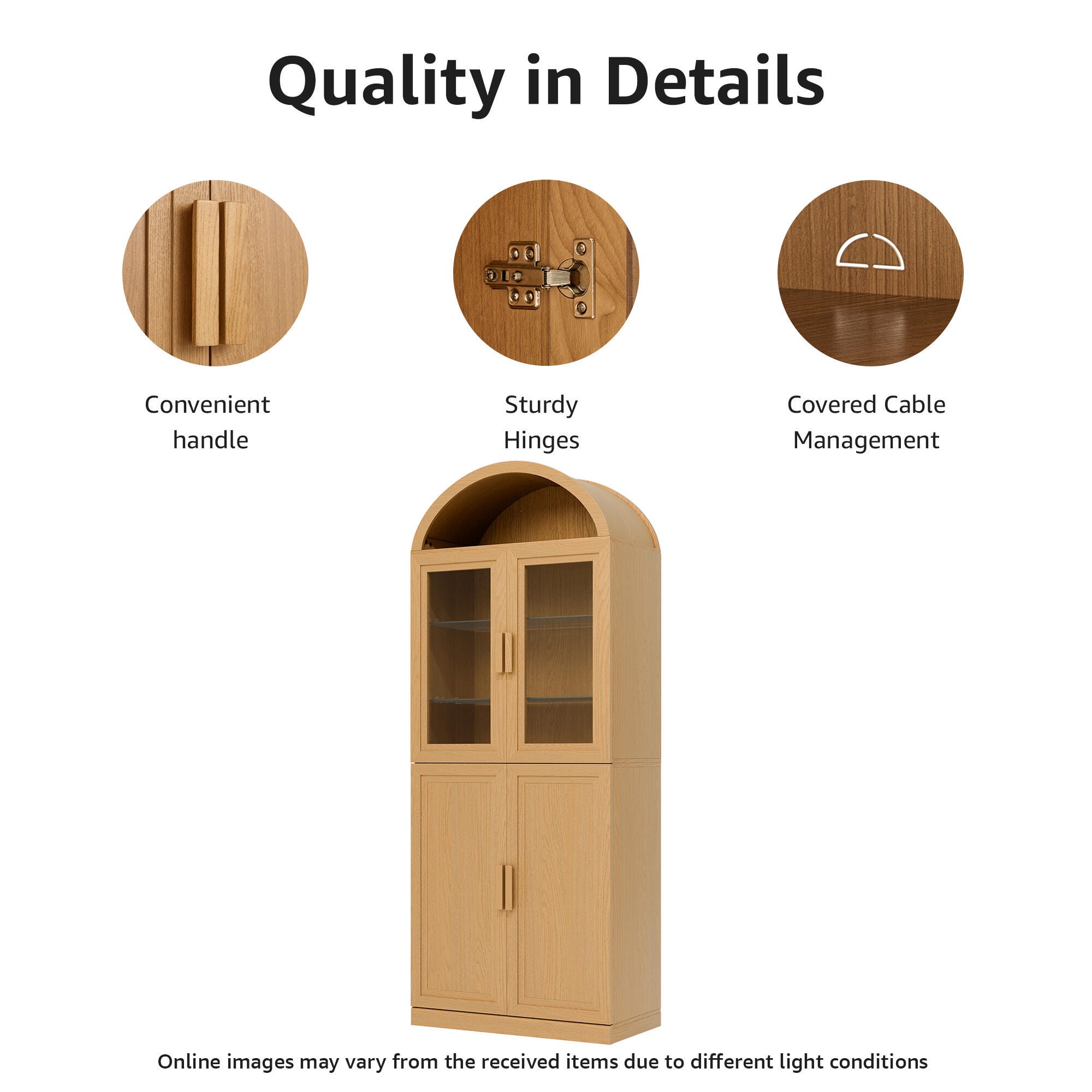 Dovelina Liora Arched 31" Accent Cabinet, Natural, large