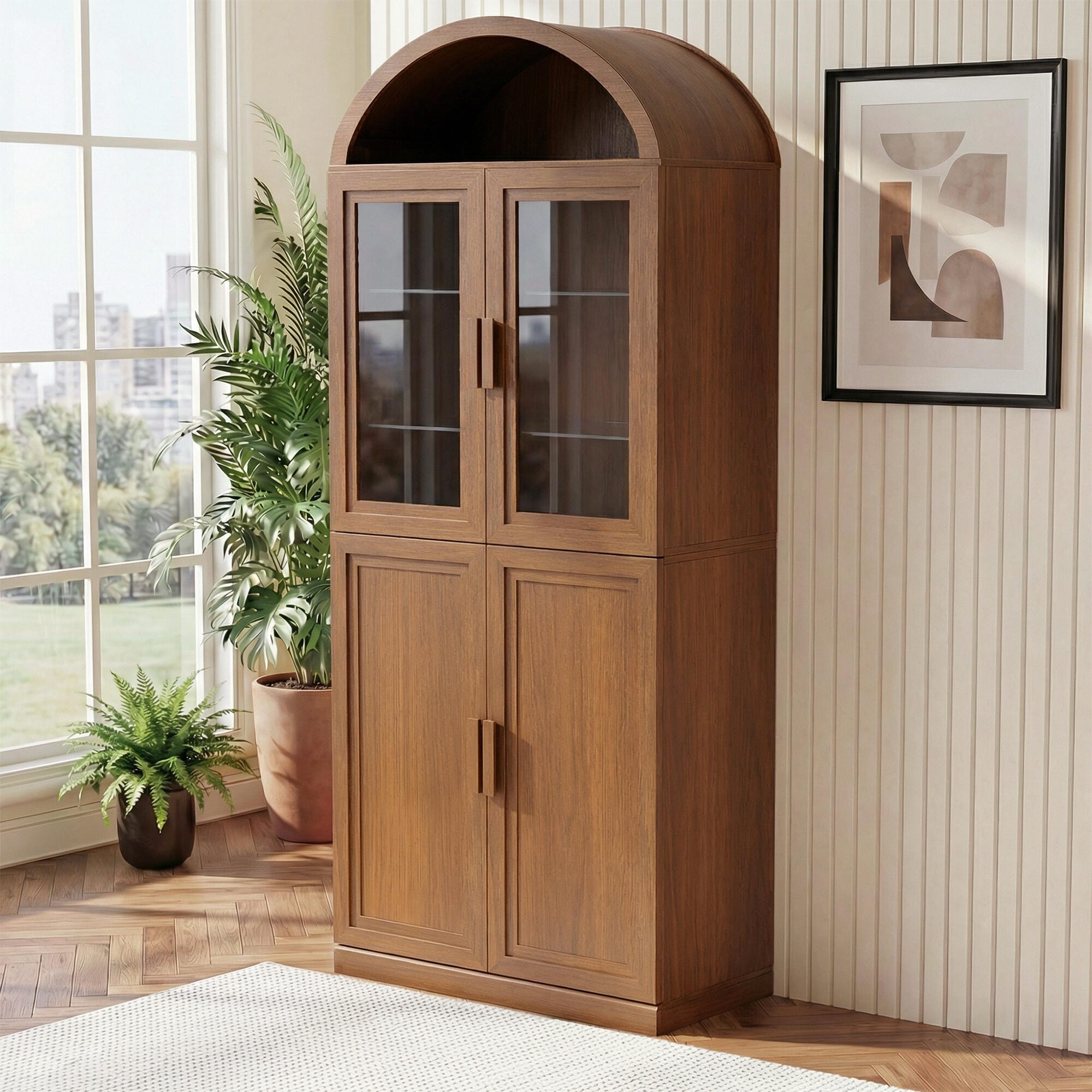 Dovelina Liora Arched 31" Accent Cabinet, Walnut, rollover