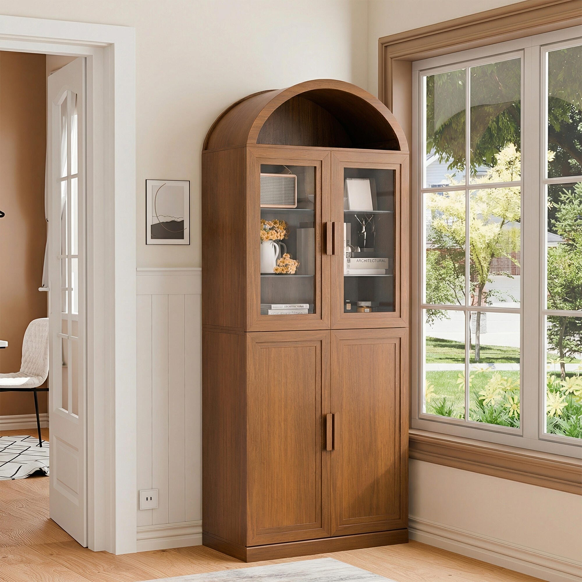 Dovelina Liora Arched 31" Accent Cabinet, Walnut, large